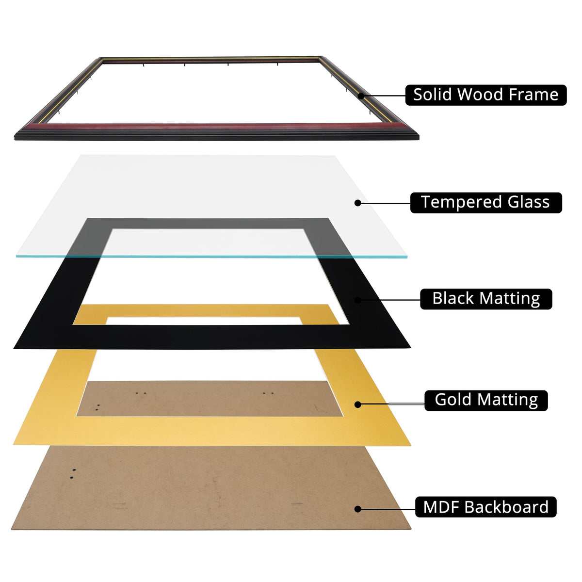 GraduationMall 12x15 Diploma Frame with Black over Gold Mat or Display 16x20 Certificate without Mat,Solid Wood & Tempered Glass,Cherry Finish with Gold Trim