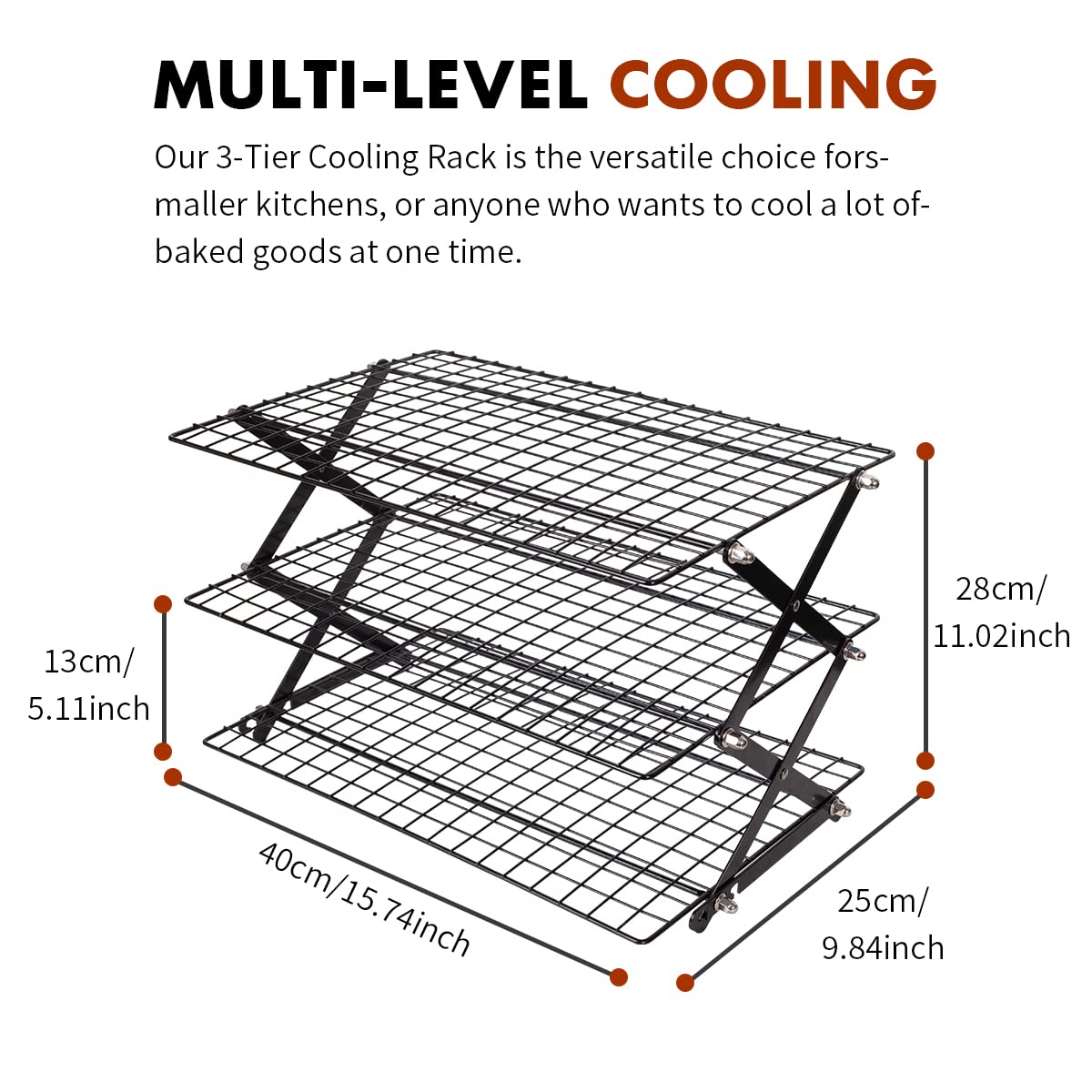 ShellKingdom 3 Tier Collapsible Cooling Rack, Outdoor Camping Picnic Shelf, Wire Cooling Rack for Baking, Cookies, Cake, Roasting, Grilling, Drying Rack