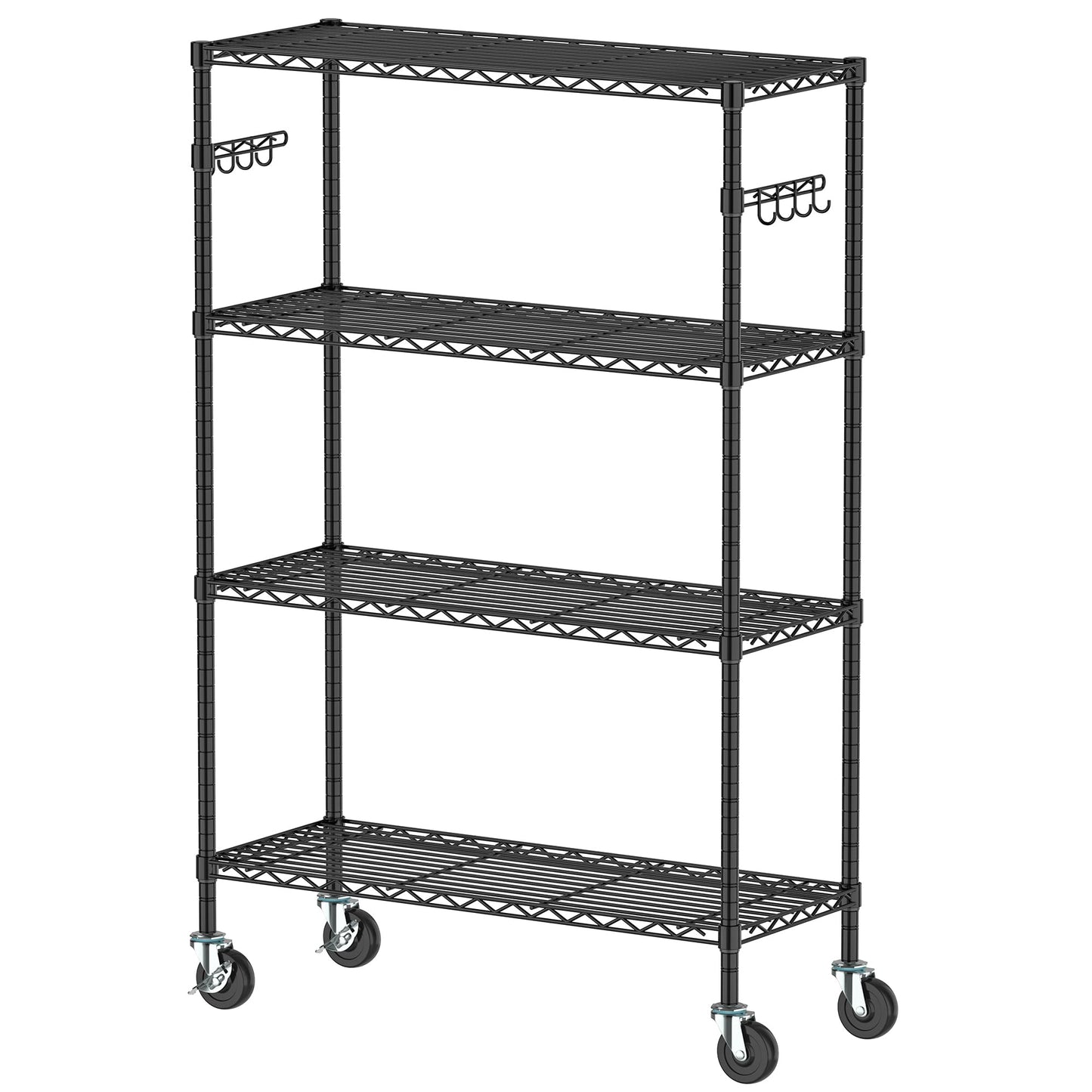 Alexayhome Storage Wire Shelving with Wheels 4-Tier Heavy Duty Garage Shelves Unit Metal Rolling Adjustable Organizer Rack Steel Wire Industrial Shelving for Kitchen Garage Pantry Office Bathroom