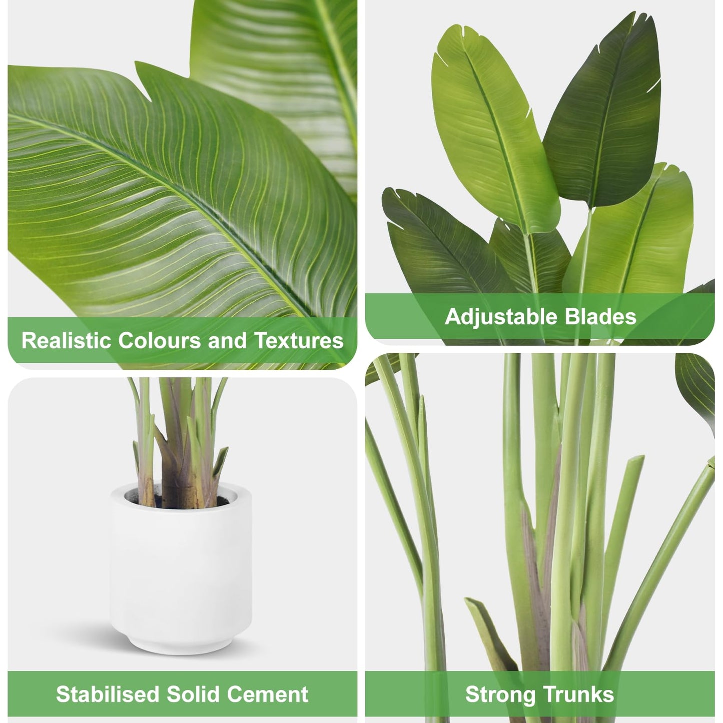 Artificial Bird of Paradise Plant 6Ft Tall Fake Tropical Palm Tree Large Fake Plants with 13 Silk Banana Leaves Faux Plant Indoor Decor Trees with White Pot for Home Bedroom Living Room Office（2pcs）