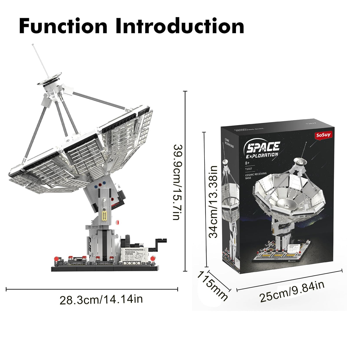 Sosuy Space Exploration Radio Telescope Building Blocks Set, STEM Toys for Boys 8+, Satellite Communication Base Model, Space-Themed Kit for Kids Adult Teens Girls Display