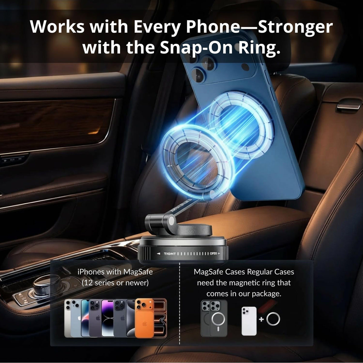UPTOWN 2026 Nano Gel Ultra Magnetic Phone Holder for car - 360° Adjustable magsafe car Mount with Vacuum Suction, Strong Grip Phone Holders for Your Car, Compatible with iPhone 17 pro max 16 15 14