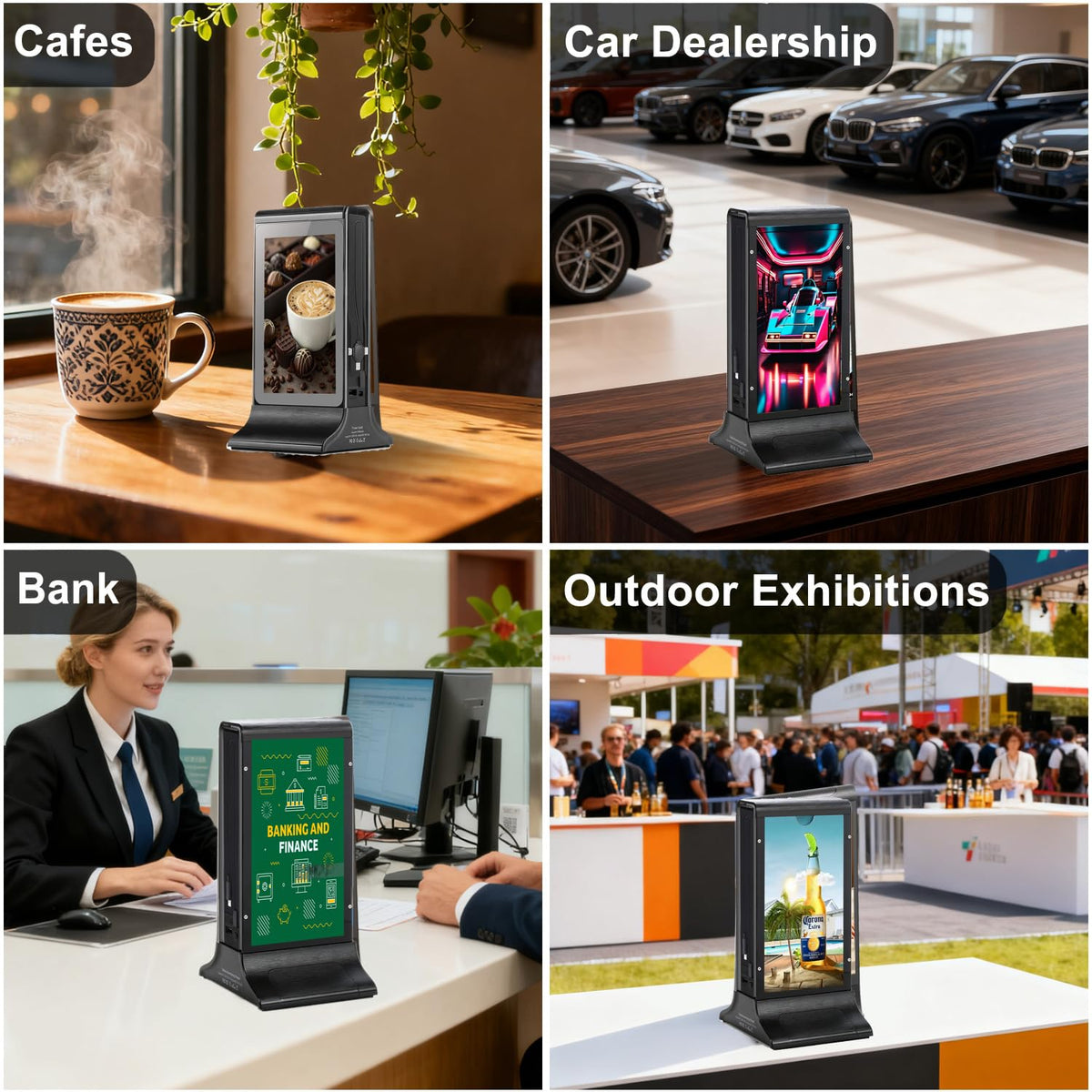 LCD Digital Signage Displayled for Businesses, Electronic Menu Board Double Touch Screen with WiFi Connection,Advertising Display High-Capacity Portable Charging for Bars, Hotels, Public Areas (Black)