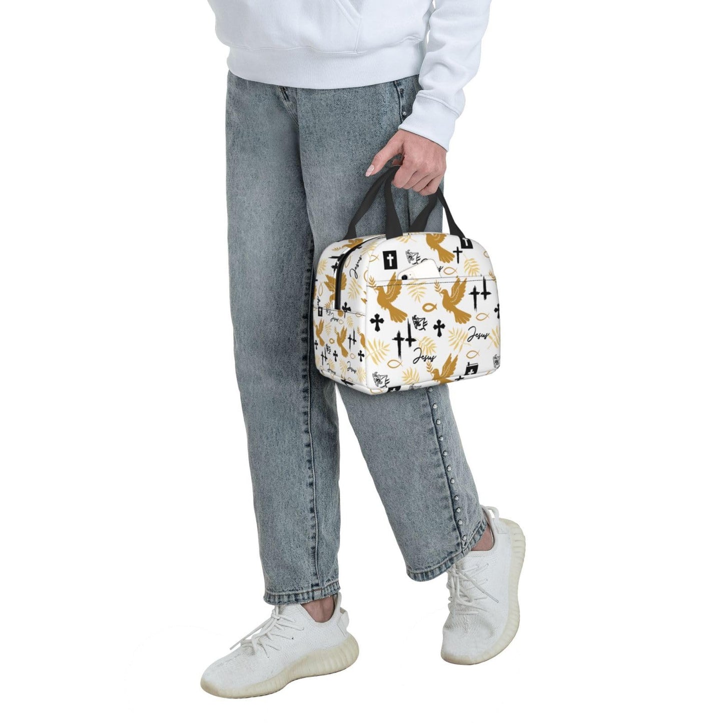 Jesus Cross Insulated Lunch Box Reusable Lunch Bag, Cooler Lunch Tote Bag for Women Men Picnic Office Work