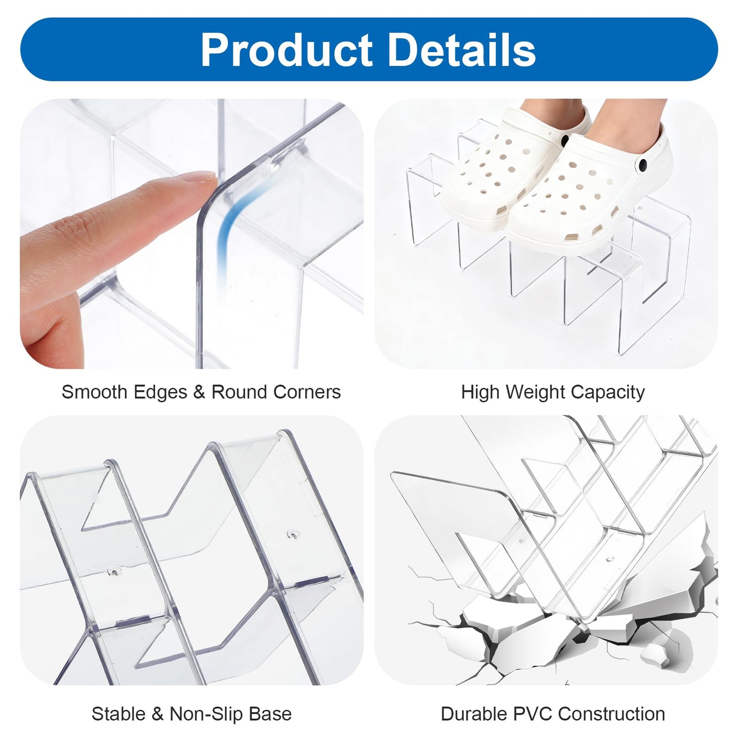4 Pack Clear PVC File Sorter, Desktop Organizer Holder for Books, Magazines, Purses, Mail & Office Supplies, 4-Section Document Letter Stand Rack
