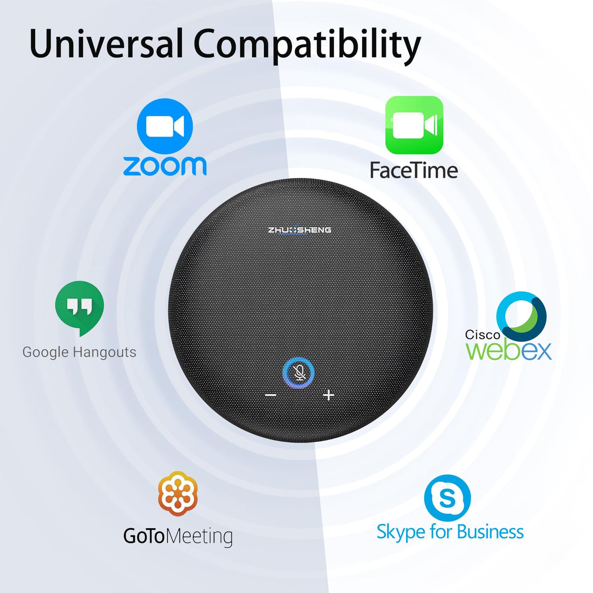 ZHUOSHENG Conference Speaker and Microphone, USB Sperakerphone with 10 AI Mics, 360° 66Ft Voice Pickup, Noise Reduction and Echo Cancellation for 10 People, Compatible with Multi-Leading Platforms
