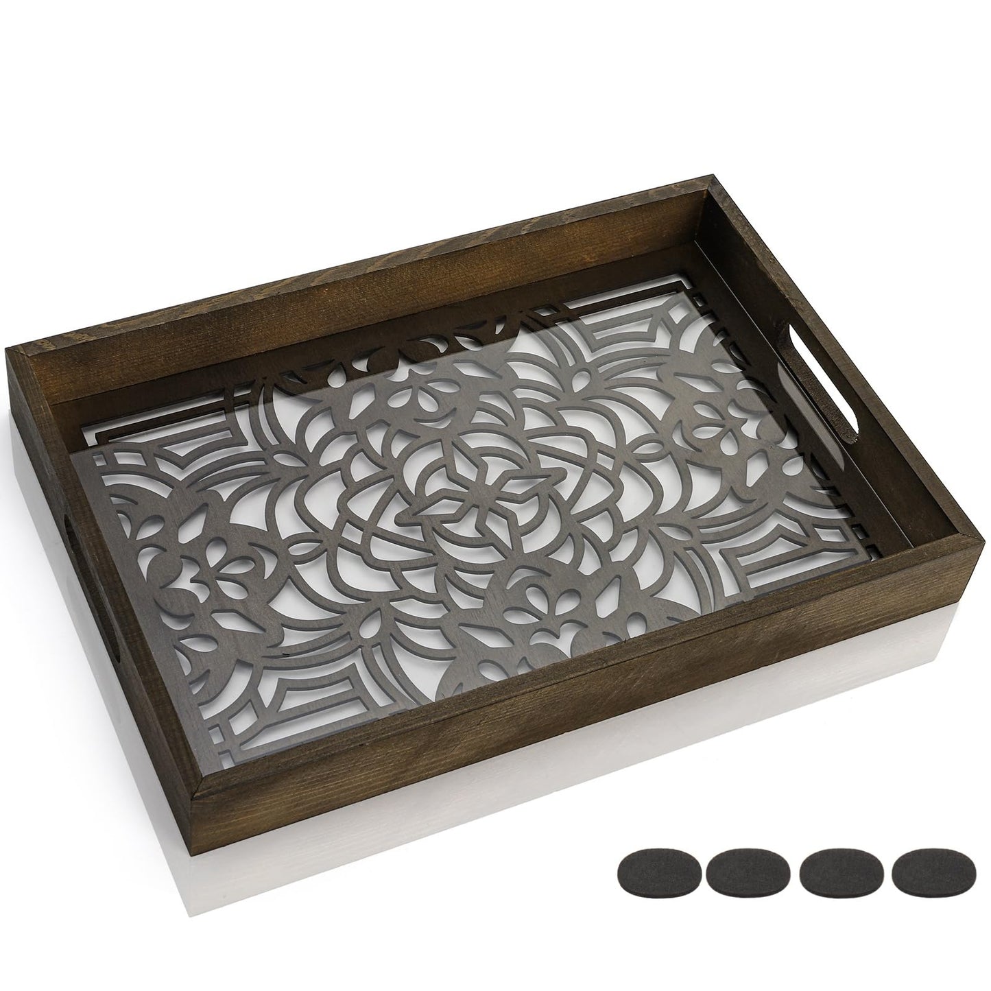 Pumtus Wood Letter Tray, 15x10 in Large Paper Holder, Desktop Letter Document Organizer with Handle, Decorative File Stationery Tray for Office Supplies, Entryway, Notebooks, Mails