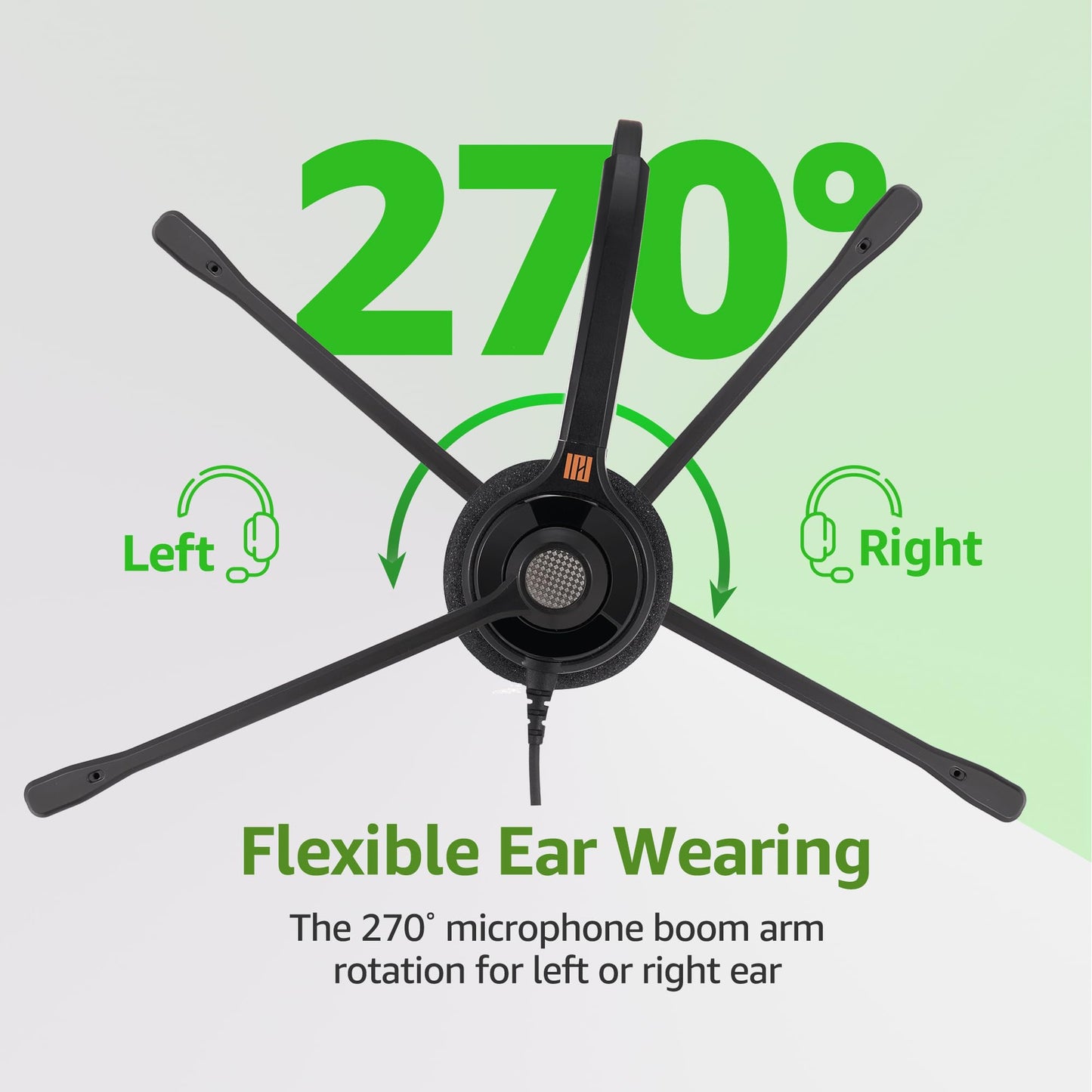 IPD Phone Headset for Office and Call Center Wired QD to RJ9 IPH-215 Binaural-Compatible with with Yealink SIP, Grandsteam, Sangoma, +Ooma and LG landline Phones