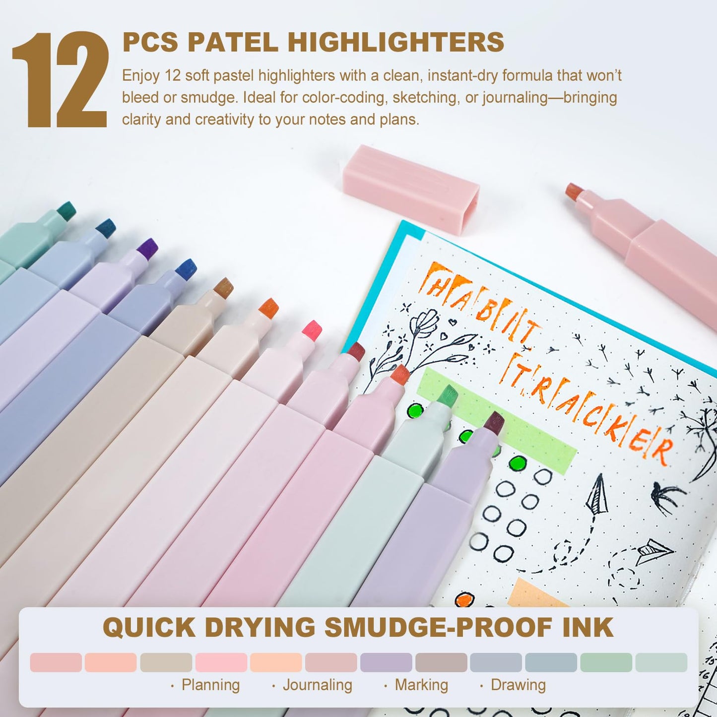 GUGUKUKU 58 PCS Aesthetic School Supplies with Cute Pencil Case,12 Pastel Highlighters, 5 Gel Pens Black Ink，9 Mechanical Pencils for，Student Stationary，CollegeEssentials Gifts (pink)
