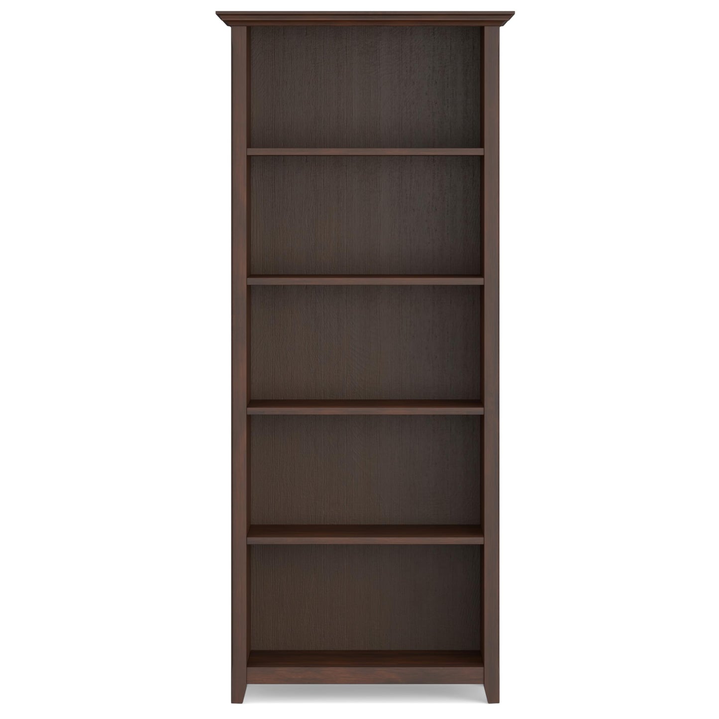 SIMPLIHOME Amherst Desk and Bookcase Bundle - 54 inch Wide Solid Wood Desk with Drawers and 30 inch Wide 5-Shelf Bookcase in Russet Brown, Transitional Home Office Furniture (Set of 2)