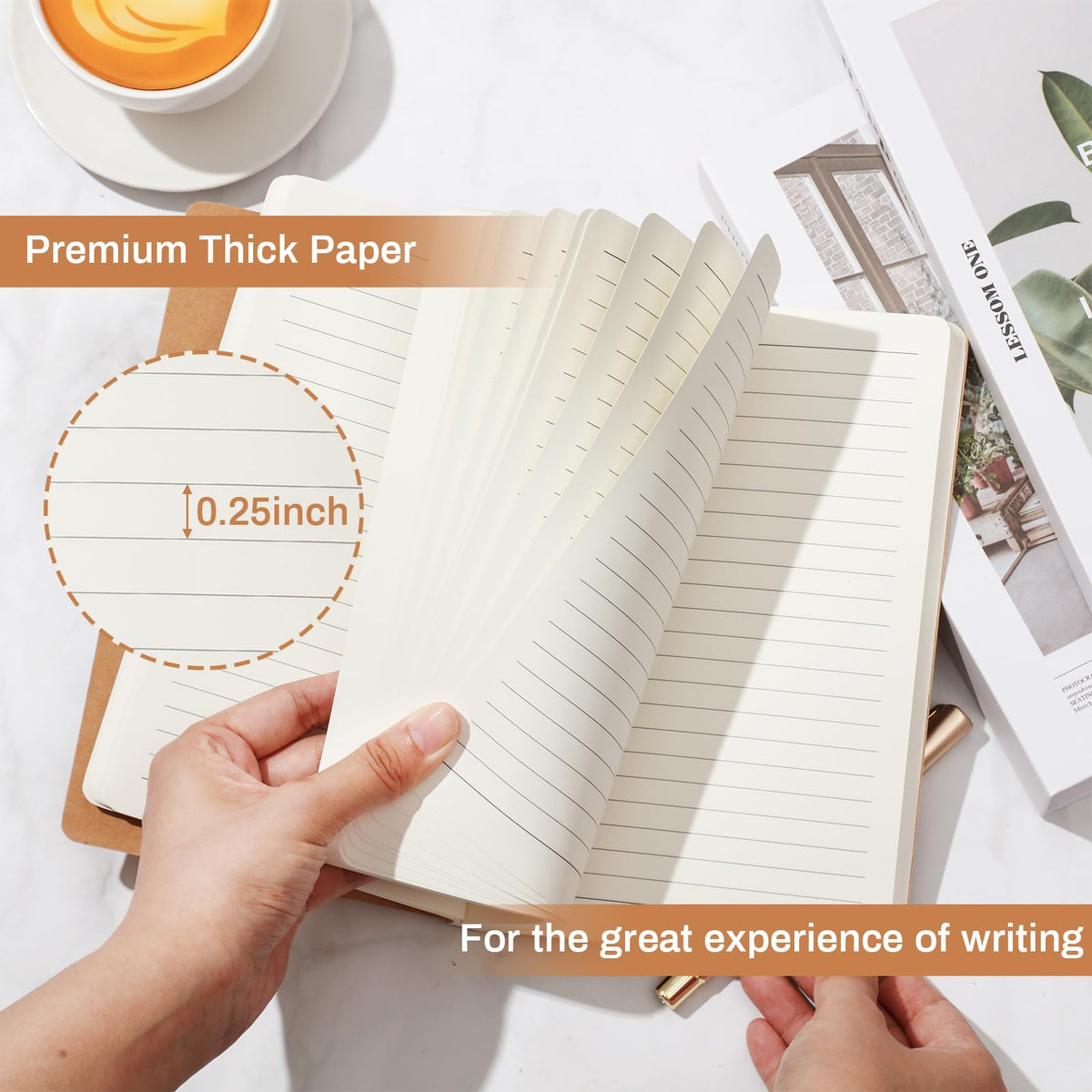 Zhanmai 10 Pack A5 Journal Refill 5.5 x 8.2'' Refillable Notebook Inserts A5 Paper Refill Kraft Travelers Journal Notebooks for Office School Writing Supplies, 100 Sheets/200 Pages(Ruled Lined)