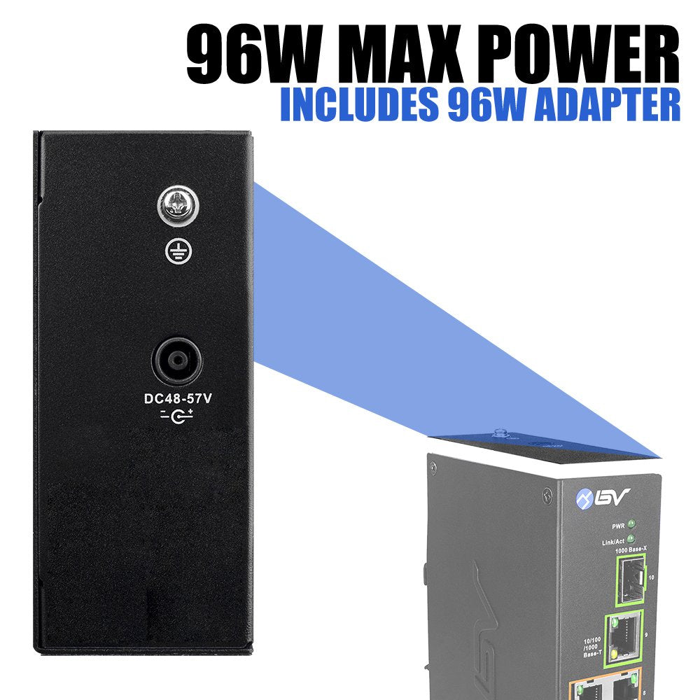 BV-Tech 8-Port Industrial PoE+ Switch (POE-SW802-DIN) | 2X 90W BT, Gigabit Uplink & SFP | PoE Watchdog & 250m Long Distance | Unmanaged DIN-Rail Power Over Ethernet for IP Cameras & APs