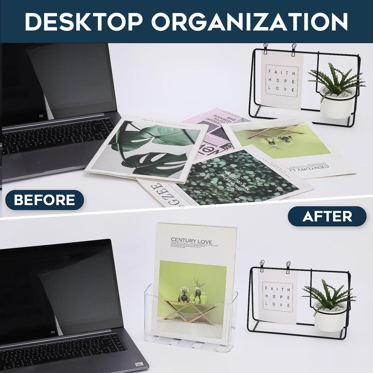 xydstay Acrylic Brochure Holder 8.5x11 Inches Slant Back Design, Clear Display Stand, Plastic Table Stand Sign Holder,Pamphlet Holder Flyer Holder, Acrylic Display Stand,for Office, Home, Store, 2 Pack