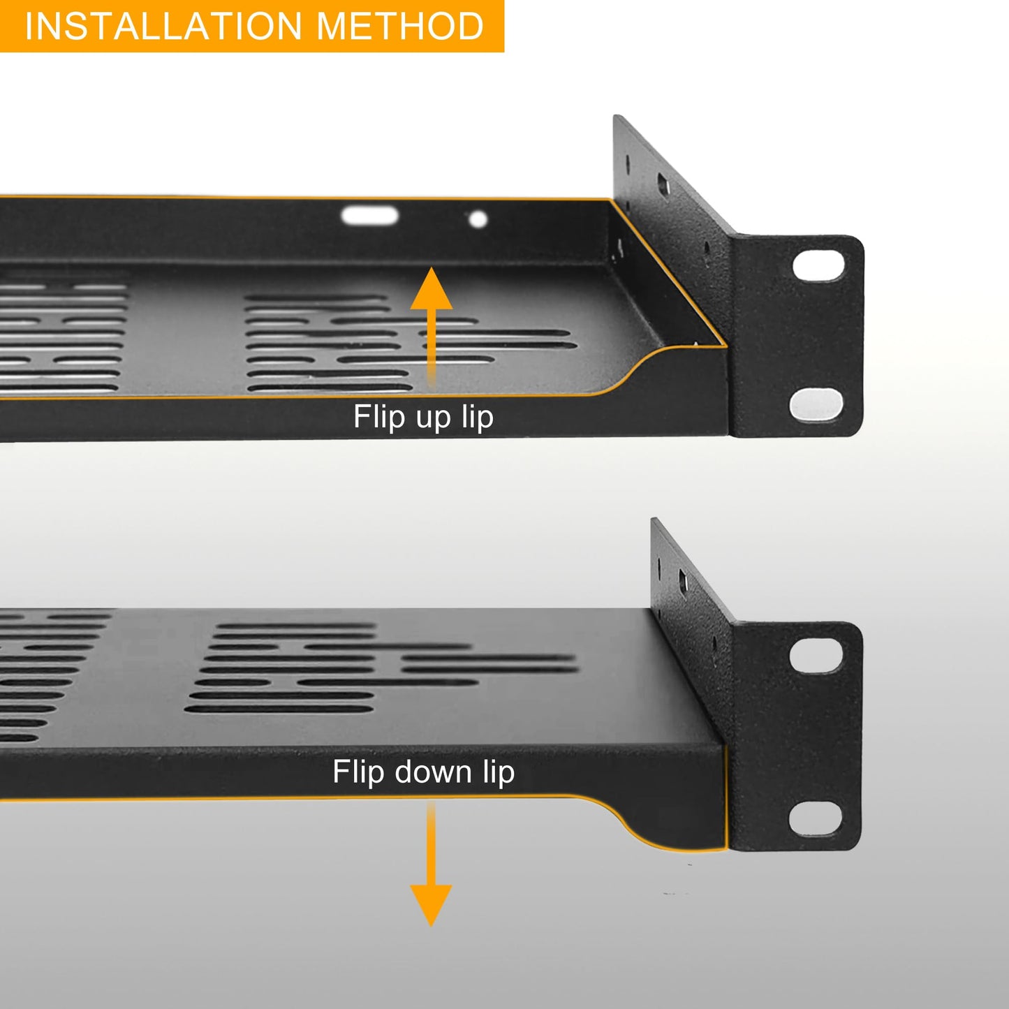 RIVECO 2 PCS 12” Rack Shelves for 19 inches Network Rack & Cabinets, 1U Rack Mount Shelf Vented Cantilever Tray, for Server, IT & Sound Equipment