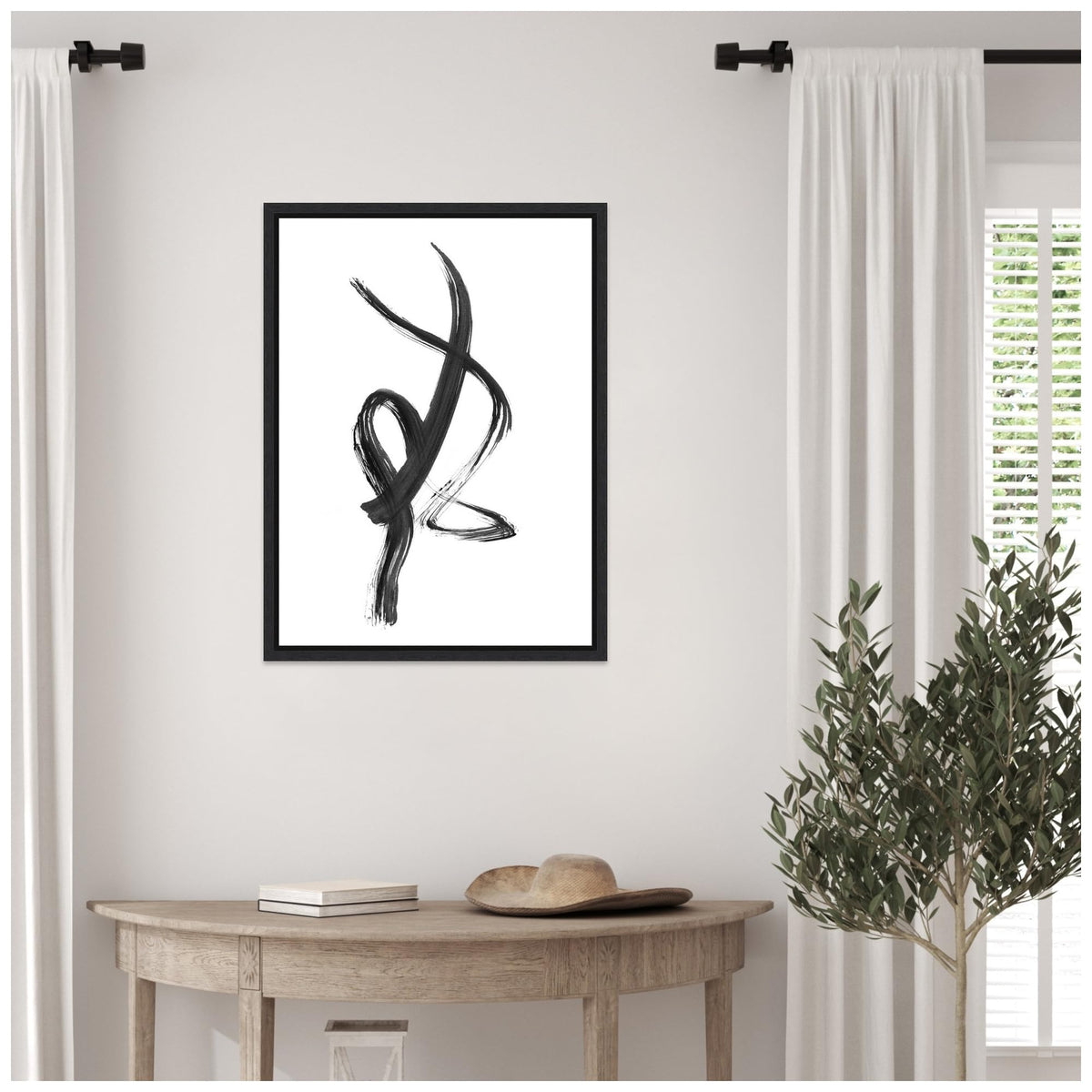 Amanti Art Framed Canvas Wall Art 24x18 Brush Stroke No. 1 FramedWall Art Canvas, Abstract Artwork, Modern Decor, Medium Poster for Living Room, Bedroom, Bathroom, Kitchen, Office