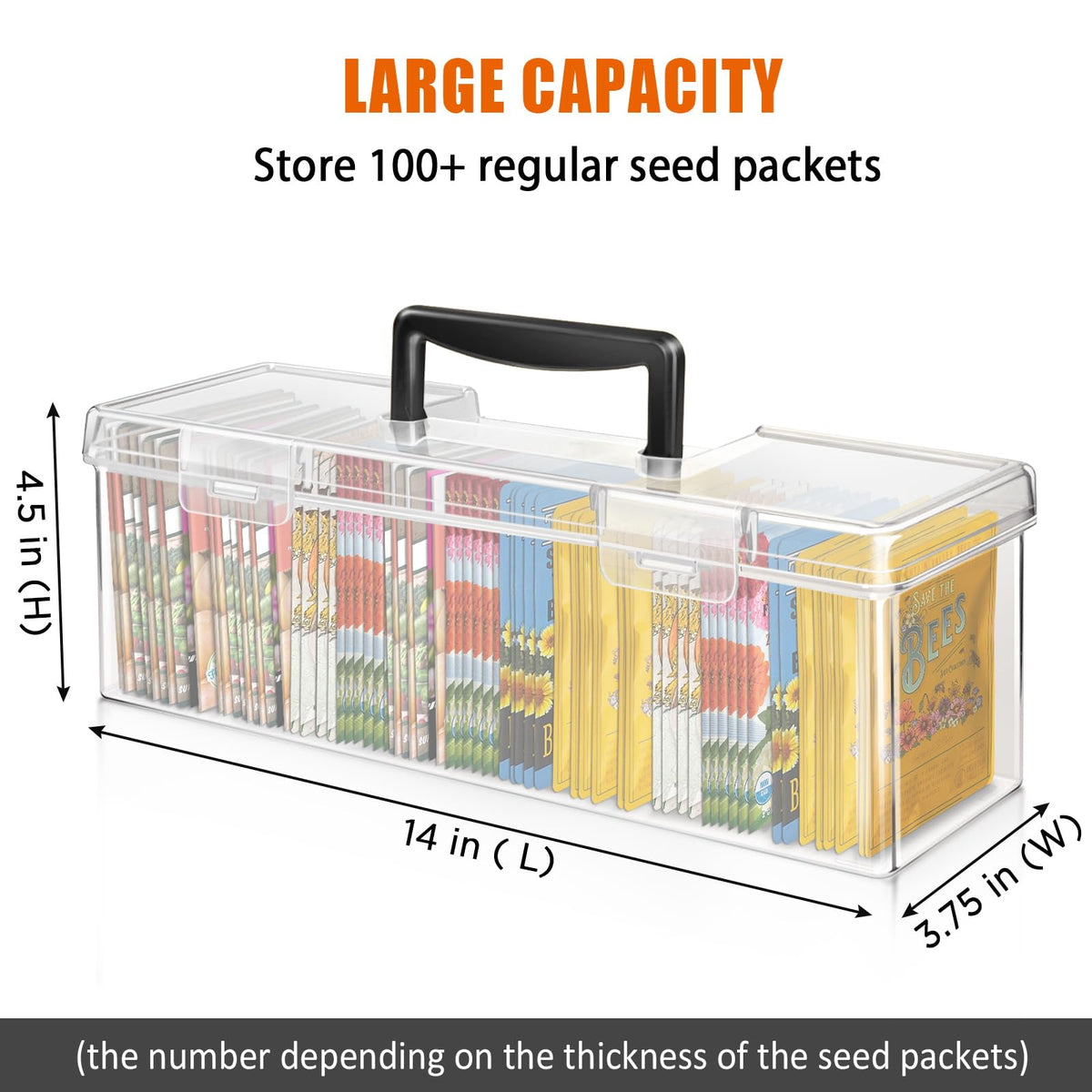 tutata Seed Packet Organizer Box Plastic Portable Seed Packet Storage Box, Seed Storage Organizer