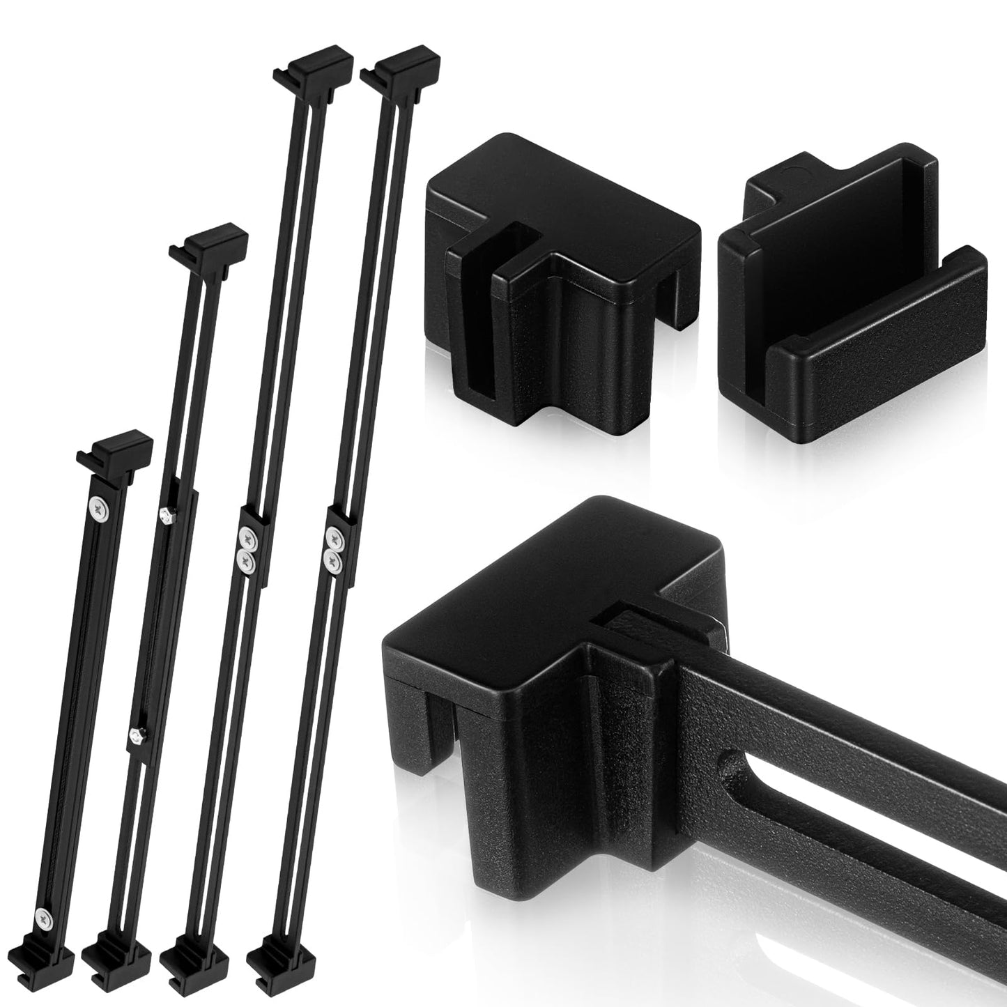 Humyoun 12 Pcs Metal Adjustable File Cabinet Rails Set Include 8 Hanging File Rail Clips 4 Cabinet Dividers Bars Suitable for Cabinets with Drawer Thickness Less Than 1/8 Inch(Black,10-18 Inch)