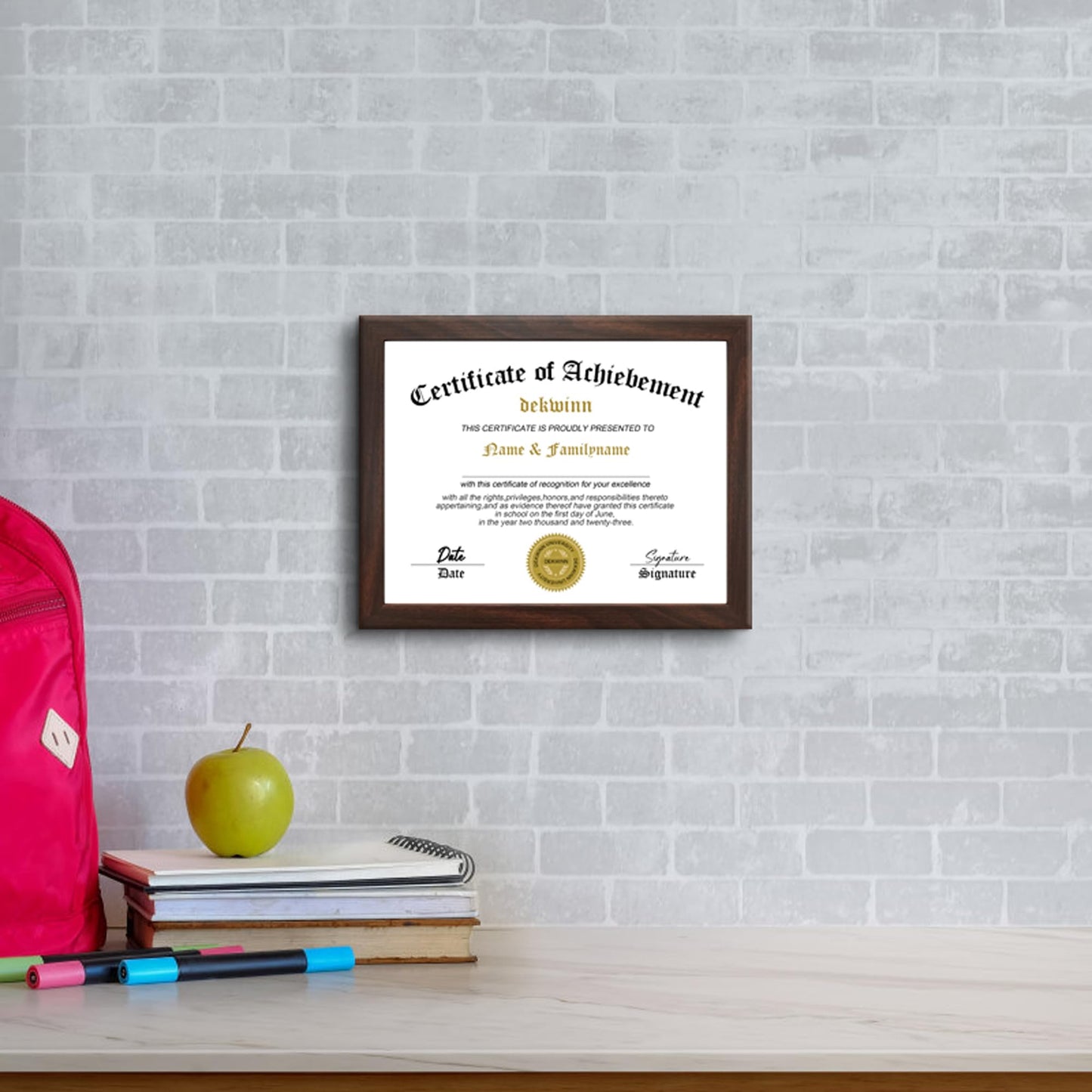 DEKWINN,8.5x11 Diploma Frame,1 Pack Certificate Document Frame with High Definition Glass,Picture Frame for Wall and Tabletop Display in Walnut