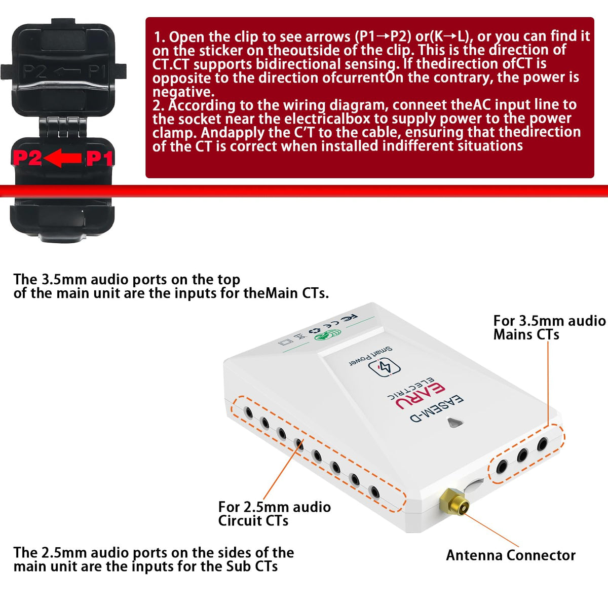 Smart Home Energy Monitor with 16 50A and 3-200A Circuit Level Sensors Real-Time Accurate Power Energy Consumption Tracking WiFi Meter SolarNet Metering2.4 GHz WiFi