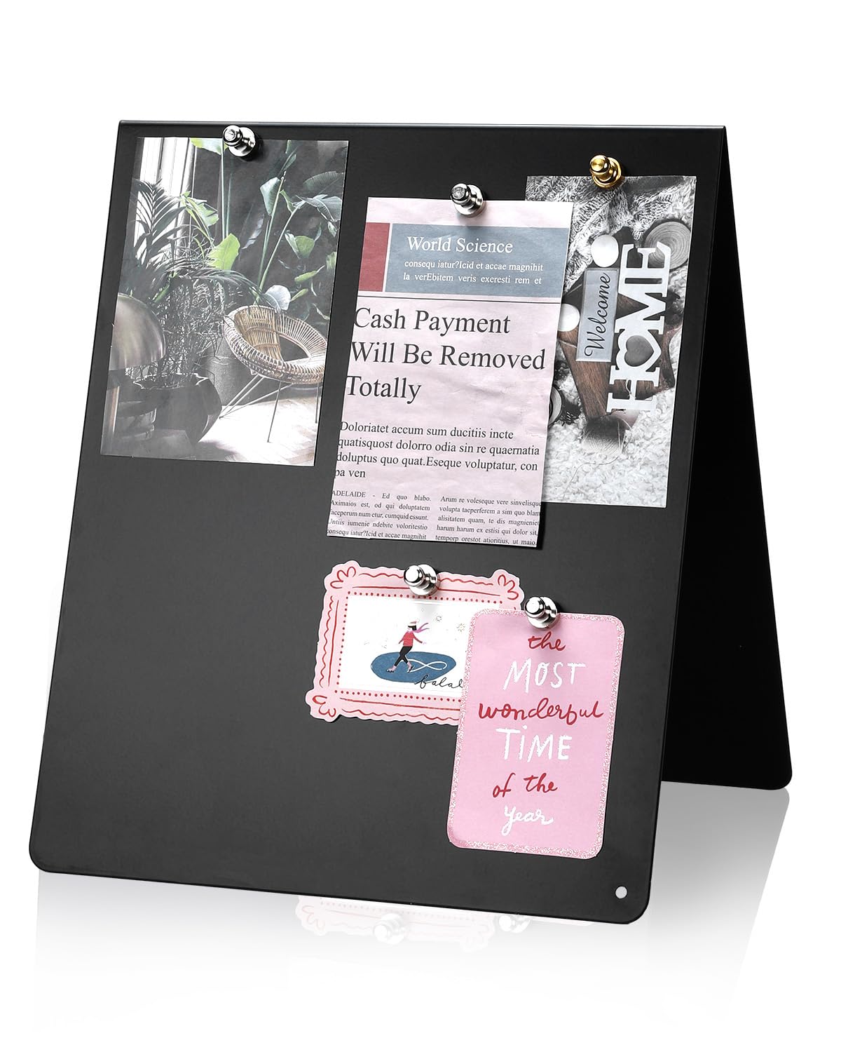 UCEC Metal Magnet Board, Magnetic Bulletin Board, Magnetic Display Board with Stand, Double-Sided V-Shaped Memo Board Easel for Magnet, 11.8"x10" Black Desktop Tabletop Display for Home Office Kitchen