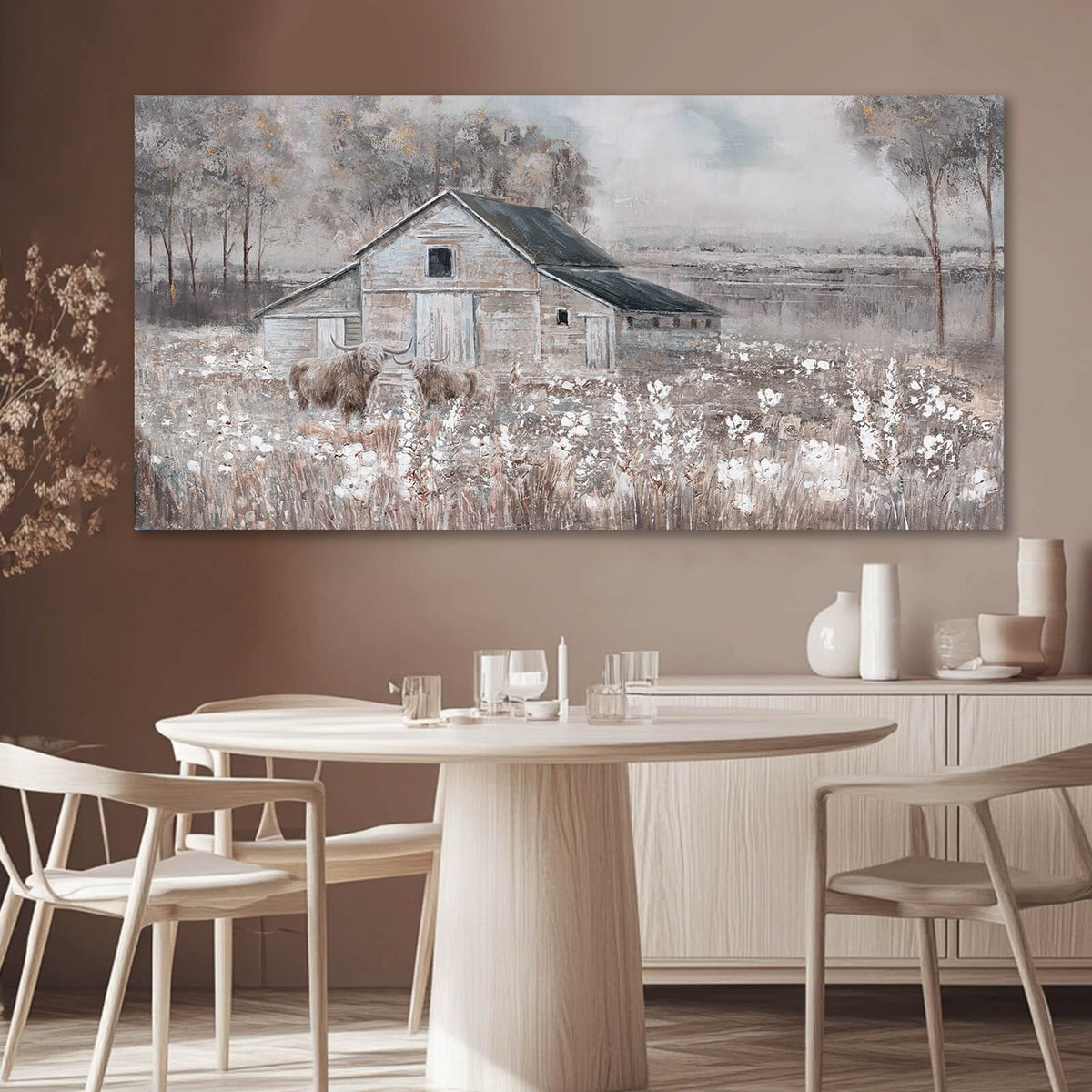 SDYA Landscape Canvas Wall Art Animal Photo Prints White and Brown Wall Hanging Decor 24"x48" Decorations for Bedroom Office Art