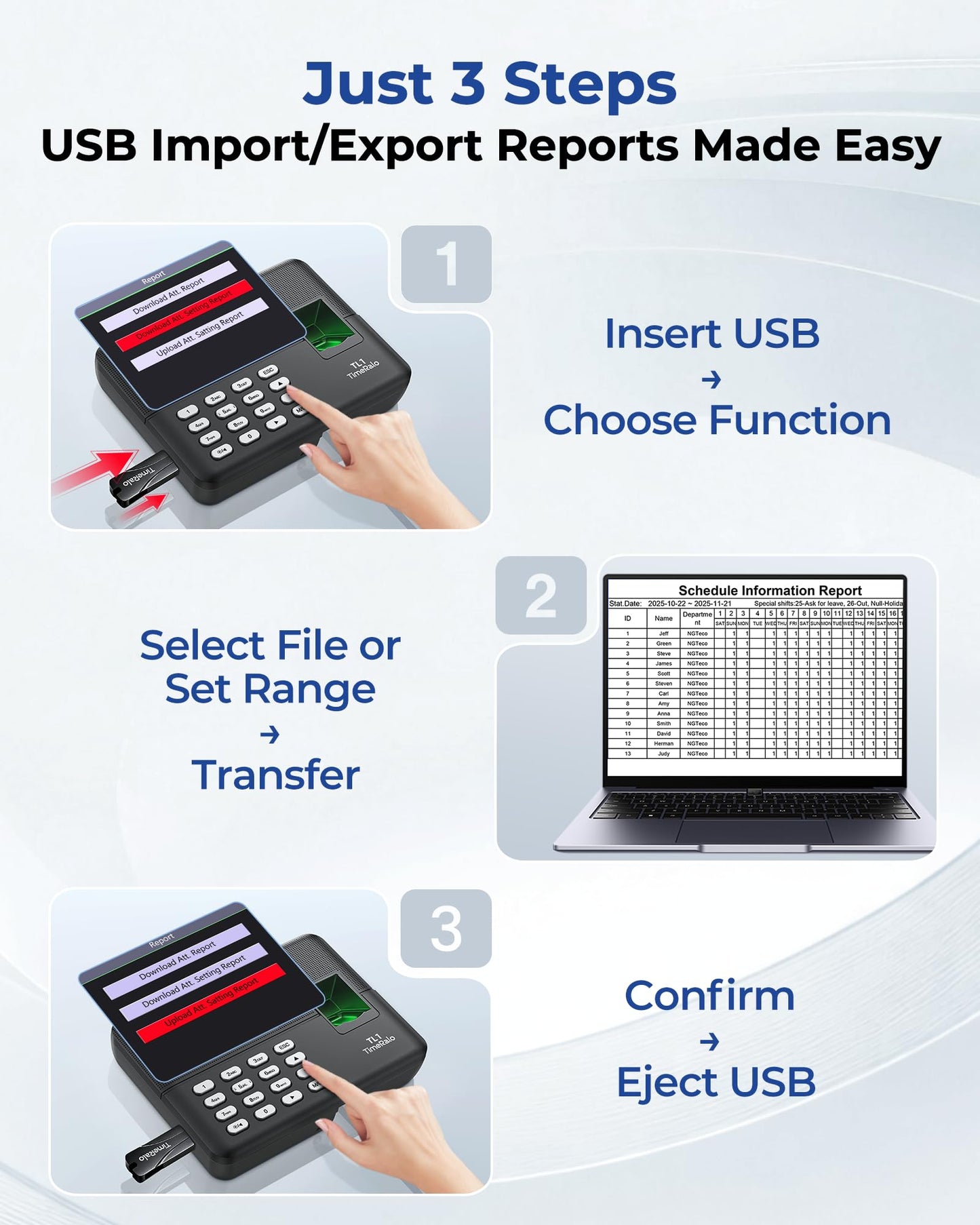 TimeRalo Biometric Time Clock for Employees, Fingerprint & PIN Standalone Punch Machine, Clock in Machine for Small Business with USB Data Transfer, No WiFi/Software/Monthly Fees