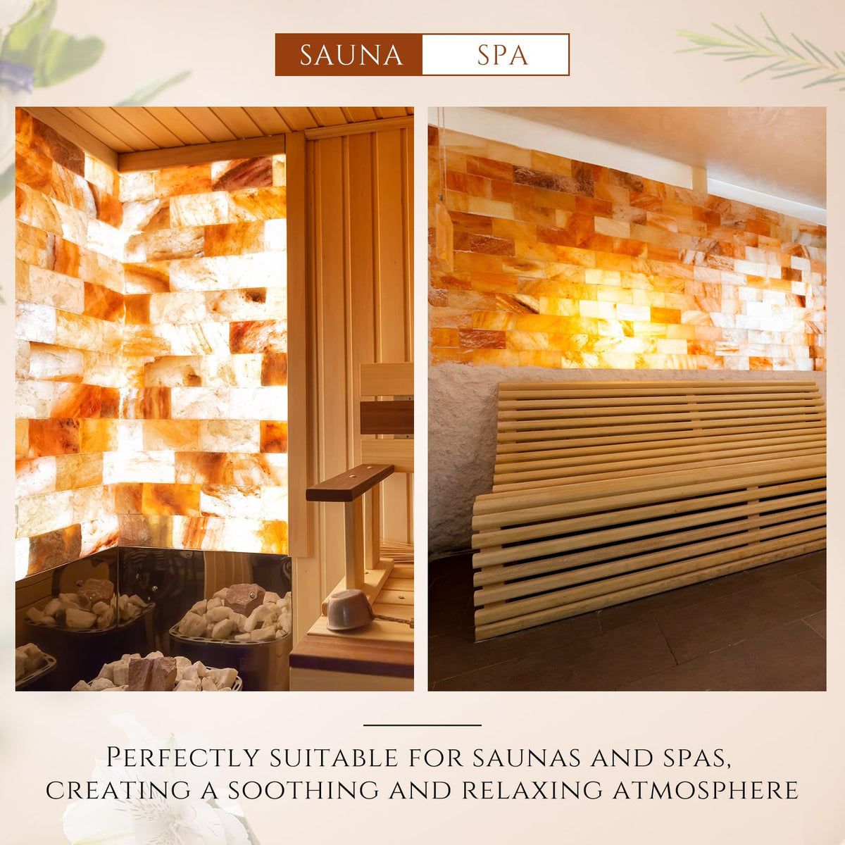 Swiffen 6 Pcs Himalayan Salt Tiles for Sauna Spa, 8 x 4 x 1 Inches, Natural Pink Salt Bricks Bulk Stone Blocks for Building Sauna Room, Spa Walls, Massage, Dry Aging, Wellness Centers, Home DIY Decor