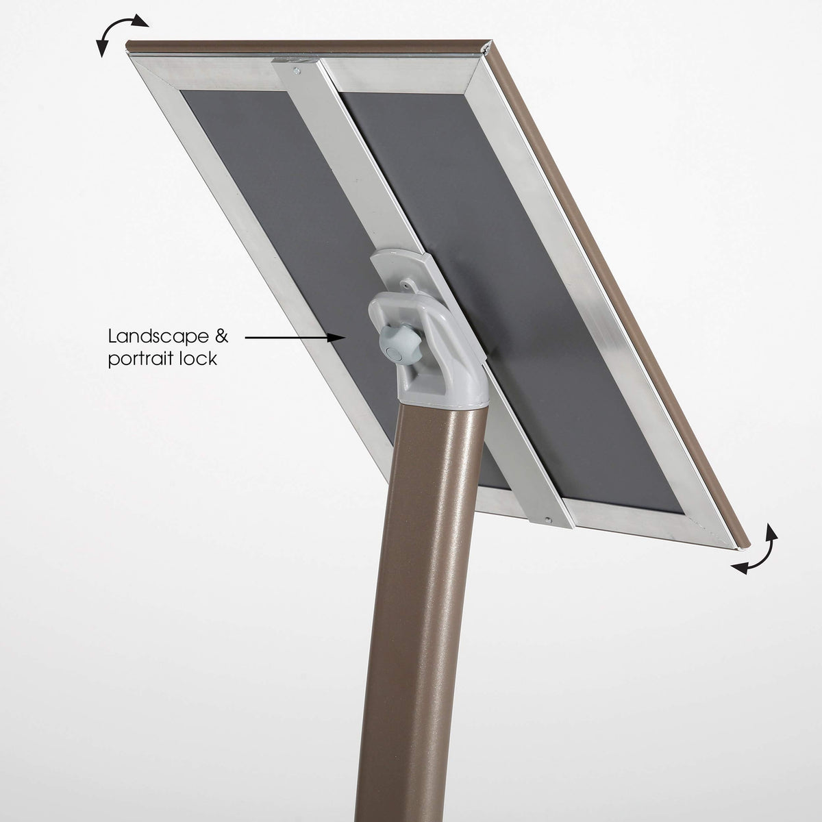 M&T Displays Curved Menu Board, 11x17 Pedestal Sign Holder Earth Color Floor Standing Aluminum Front Loading Easy Open Poster Message Advertisement Holder For Restaurant Cafe Hotel