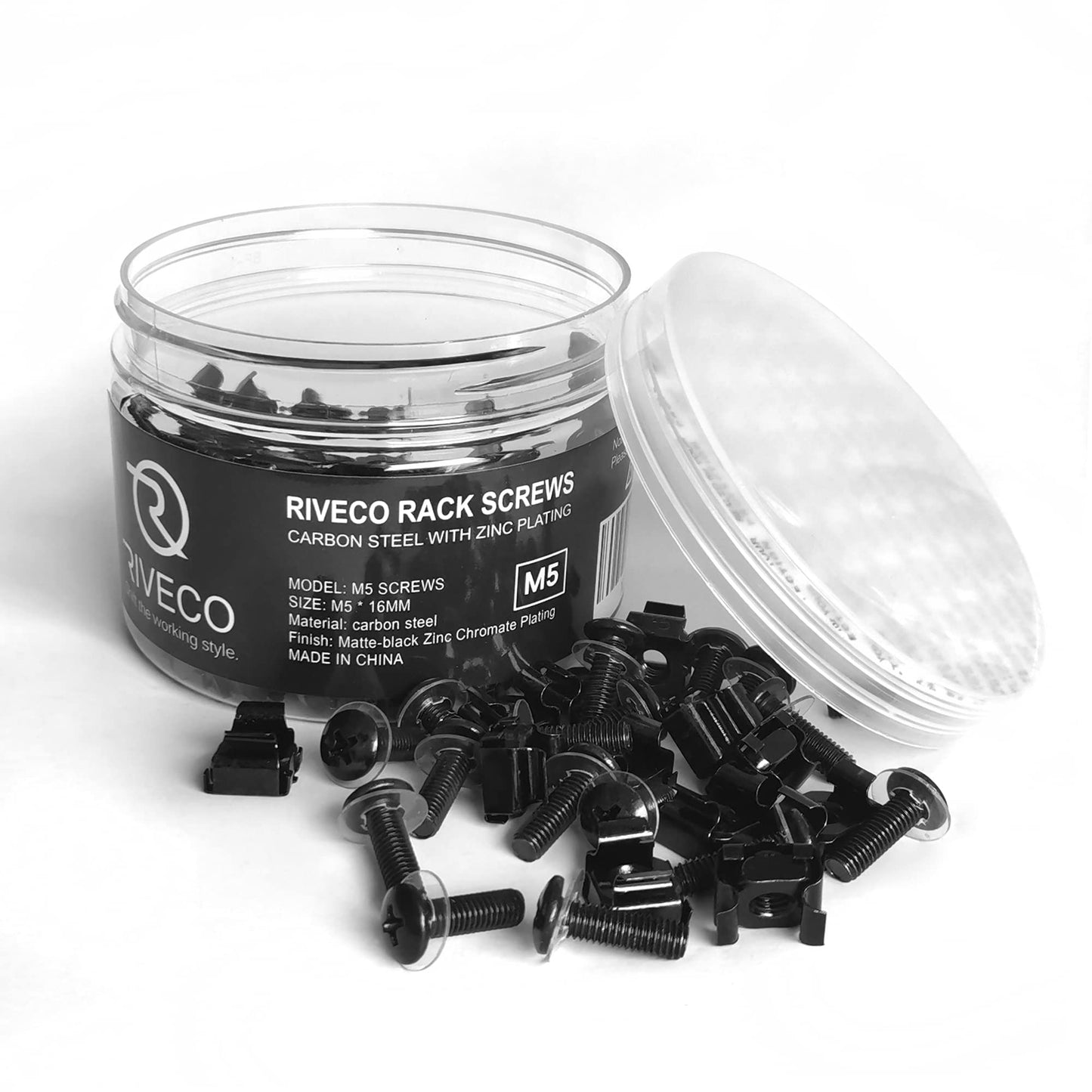 RIVECO M5 Rack Screws & Cage Nuts for Server Cabinets & Racks Mounting Network Equipment Clip Nuts 50 Sets Black