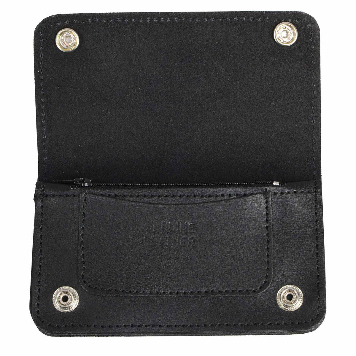 Milwaukee Leather Men's Genuine Leather Bi-Fold Biker Wallets w/Anti-Theft Stainless Steel Chain - 6 Inch