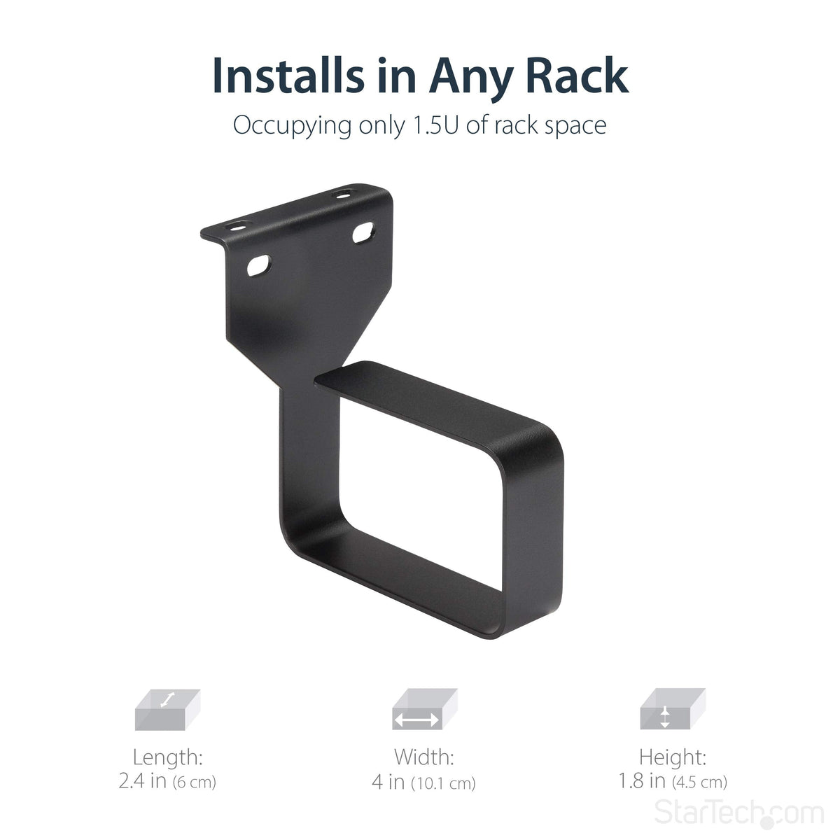StarTech 1.5U Multi-Directional Vertical 2.4 x 3.9in (6 x 10cm) Server Rack Cable Management D-Ring Hook; Network Rack-Mount Cord Organizer; Cable Manager for 19" and 10" Cabinets