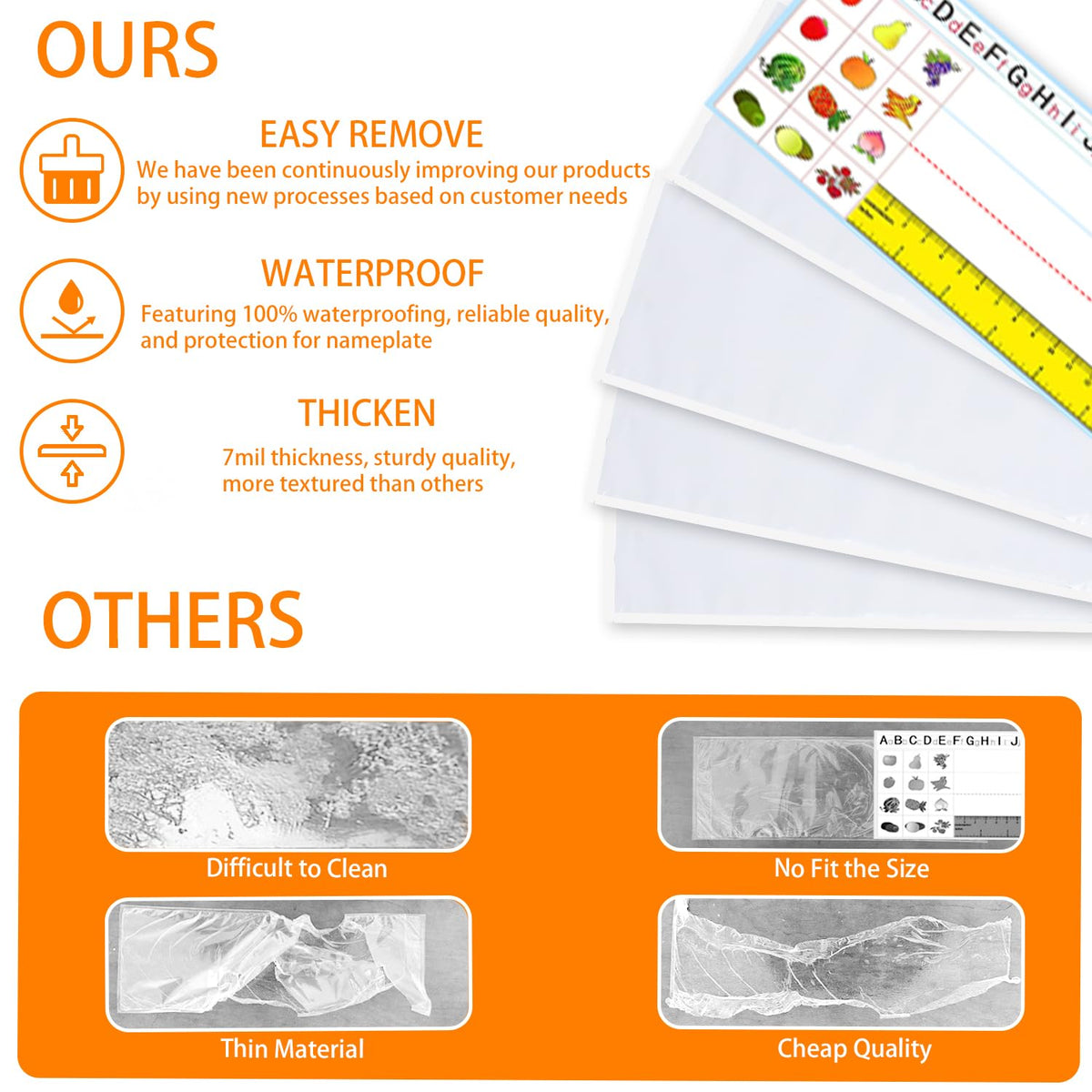 40 PCS Nameplate Pocket,12.3" x 3.7" Adhesive Desk Nameplates Name Tag Pocket (Thickness 7mil)
