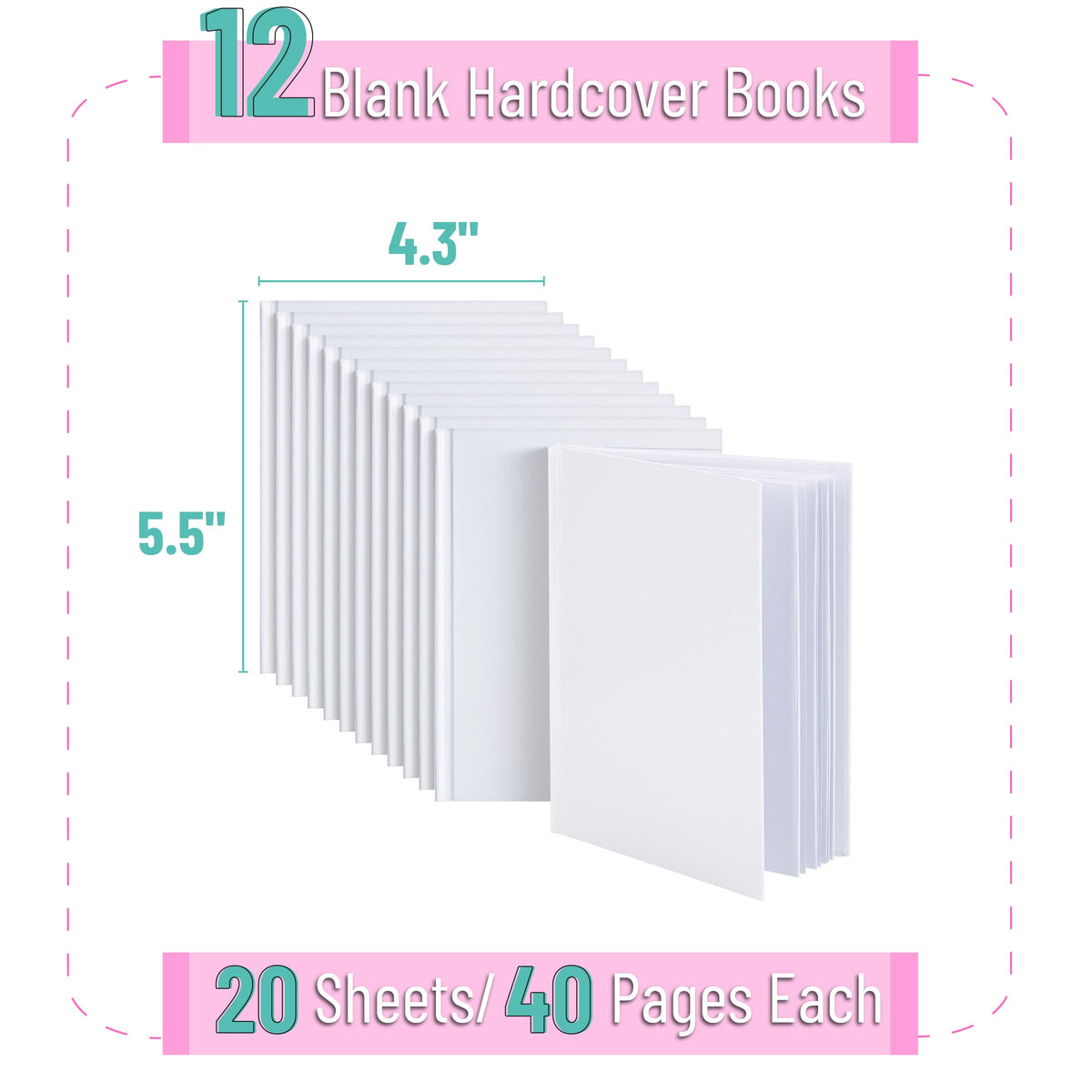 Mr. Pen- Blank Hardcover Books, 4.3" x 5.5", 40 Pages, 12 Pack, Blank Notebooks for Kids, Mini Notebooks for Kids