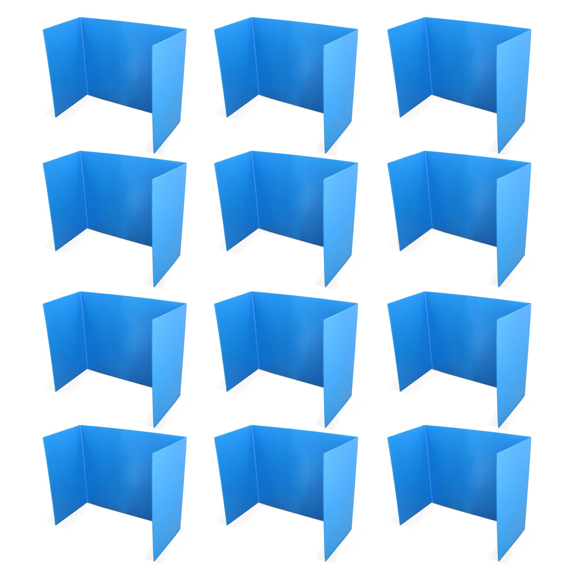Flipside Products 18”x 46.5” Blue Plastic Study Carrel, Privacy Boards, Premium Corrugated Plastic, Student Privacy and Focus Booth for The Classroom, Desk Divider Cubby for Tests, Made in USA 12 Pack