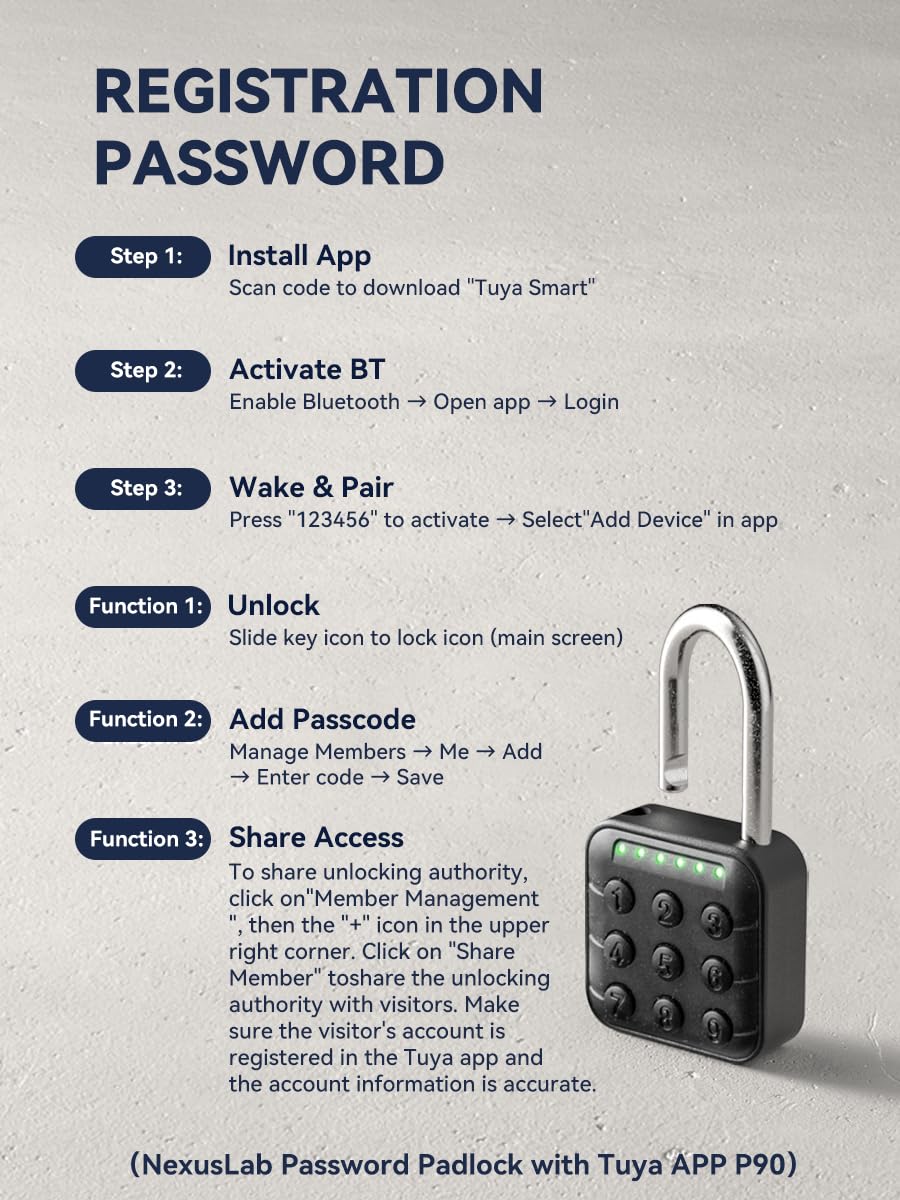 NexusLab Combination Lock for Locker, Locker Lock & Gym Lock with TUYA App: IP67 Rated, Corrosion-Resistant Zinc Alloy, Anti-Corrosion, for Gym/School/Travel, Privacy Safe, Supports (Tuya APP Contrl)