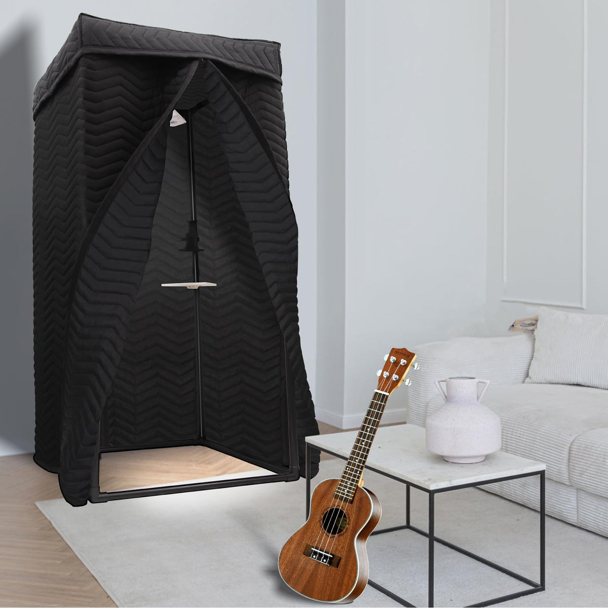 VOCTENT Portable Vocal Booth for Home Studio, Echo-Free Recording Booth for Voice Over, Podcast & Singing, 360° Reverb Isolation with Acoustic Blankets for Studio-Grade Sound