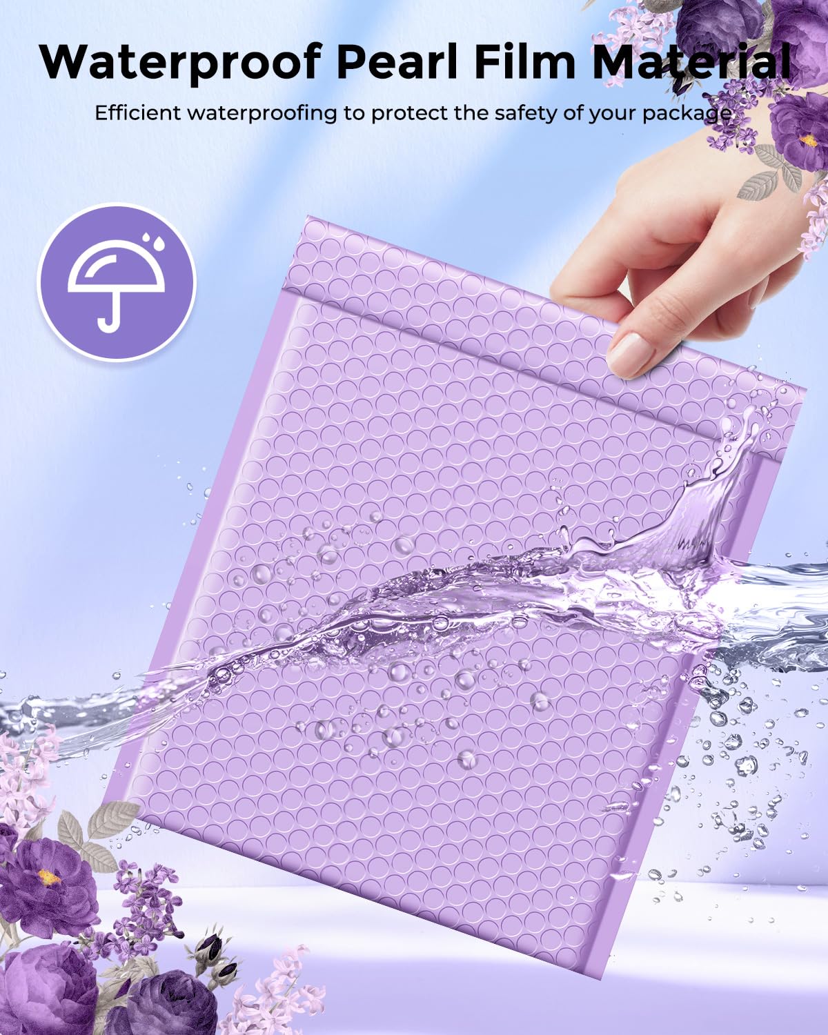 Metronic Bubble Mailers 8.5 x 12 Inch 40 Pack Light Purple Usable Size 8.5x11 Bubble Mailer Waterproof Padded Envelopes for Packaging, Mailing, Shipping, Lavender Bulk