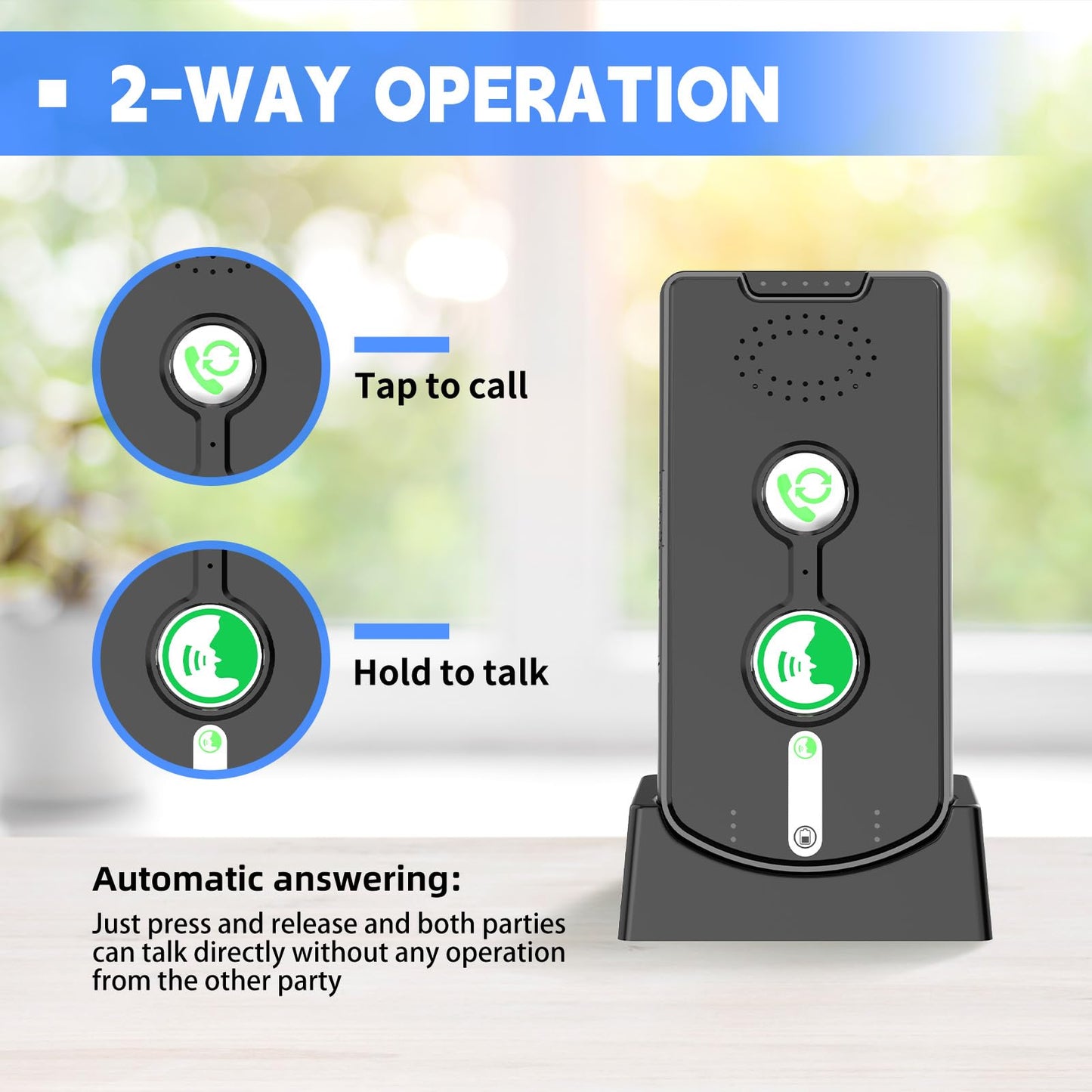 2 Way Intercom for Home Upgraded, Portable Wireless Intercom System for House with 5 Level Volume and Ringtones Adjustment Rechargeable for Hospital Hotel Office Business 3 Pack(Black)