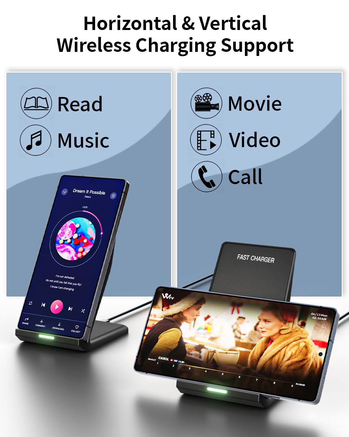 Wireless Charger Stand for Samsung,15W Max Wireless Charging Stand Desk Charging Station Android Desk Charger for Samsung S26/S25 Ultra/S24+/S23/S22/S21 FE,iPhone Air/17e/17 Pro Max/16 Pro/15/14/13/12