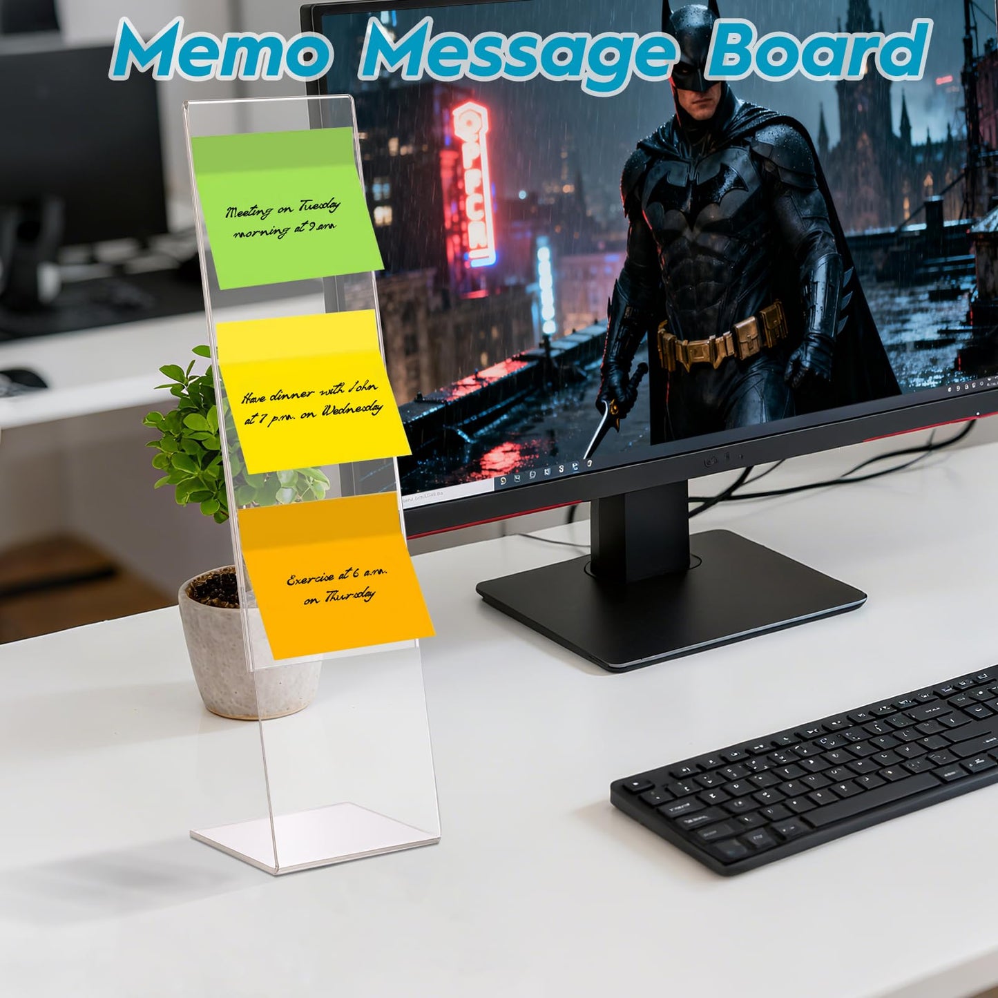 4 Pcs Multifunction Computer Monitor Memo Board, Clear Acrylic Monitor Sticky Note Holder for Office Home Desktop,Office Desk Accessories