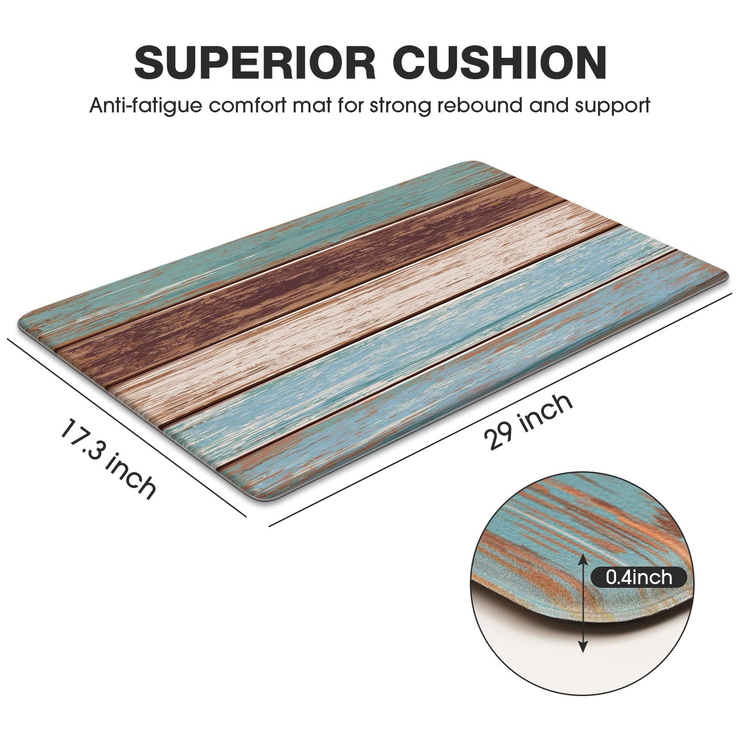 MAYHMYO Kitchen Rug Anti Fatigue Kitchen Mat Cushioned Farmhouse Kitchen Rugs Non Skid Waterproof Kitchen Rugs and Mats Retro Rustic Wood Texture Kitchen Mats for Floor Laundry Standing Desk Sink