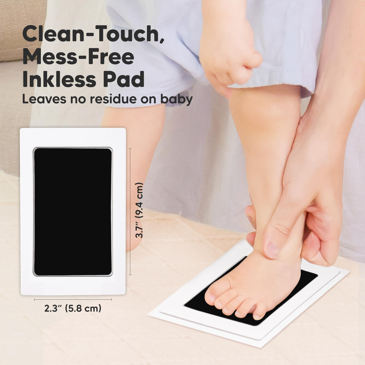 4-Pack Inkless Baby Hand and Footprint Kit - Mess Free Ink Pad for Newborn Keepsake, Dog Nose & Paw Print Kit, Clean Touch Ink Pad for Baby Hand & Footprints, First Mother's Day (Jet Black)