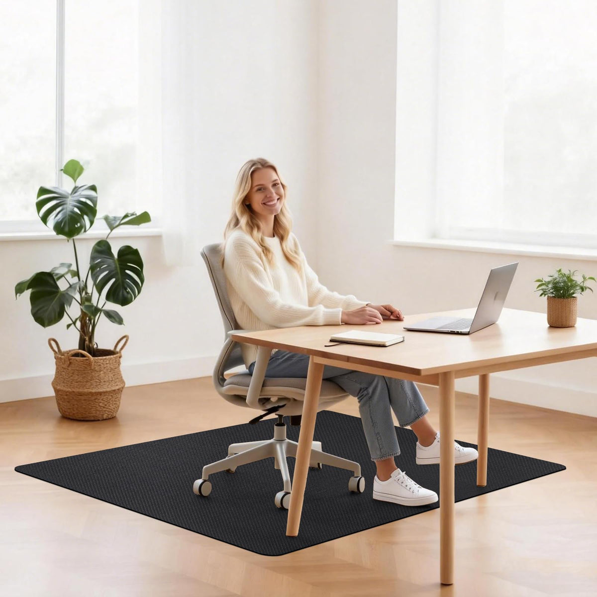 Sycoodeal Chair Mat,36" x 48" Office Chair Mat for Hardwood and Tile Floor, Heavy Duty Floor Protector for Rolling Chairs,Non-Slip,Computer Mat for Home Office(Black)