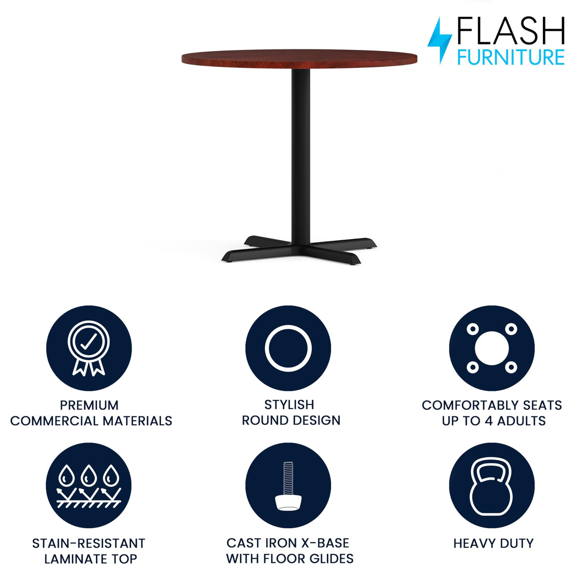 Flash Furniture Chapman 36" Round Multi-Purpose Conference Table in Cherry