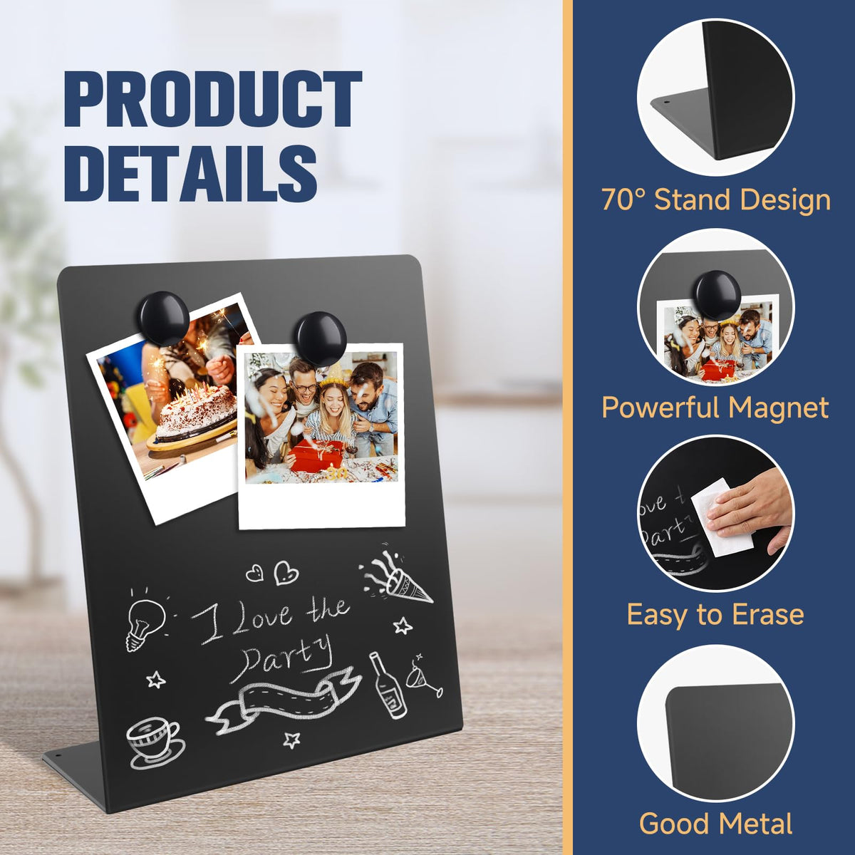 2 Pcs Large Magnetic Bulletin Board with Stand, 12x10inch Metal Magnet Display Board, Tabletop Memo Board, Memo Display Easel Stand with 4 Magnets for Home School Office