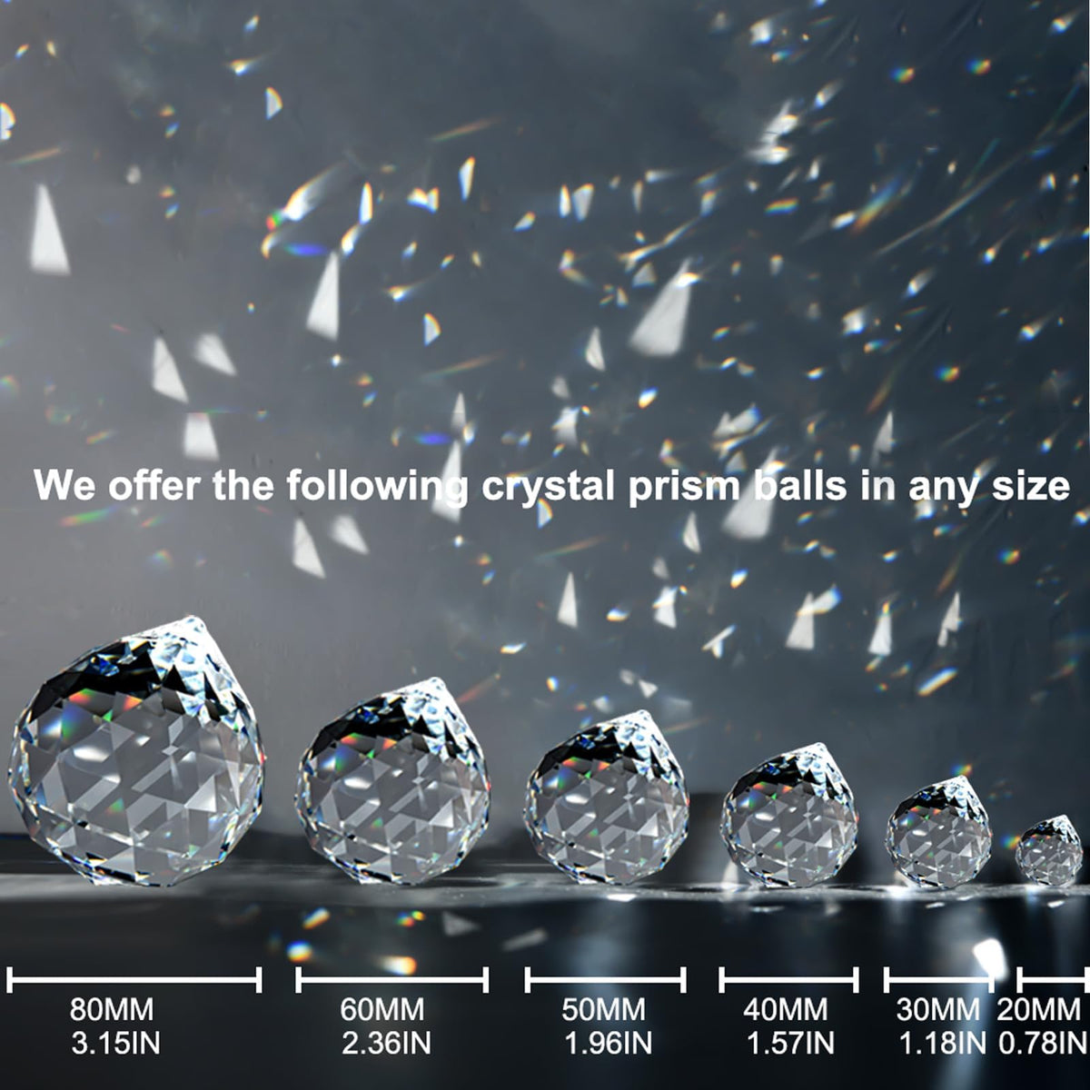 MerryNine 40mm Clear Crystal Ball Prism Sunshine Catcher Rainbow Pendants Maker, Hanging Crystals Prisms for Windows, for Feng Shui, for Gift(40mm/1.57" 10pack)