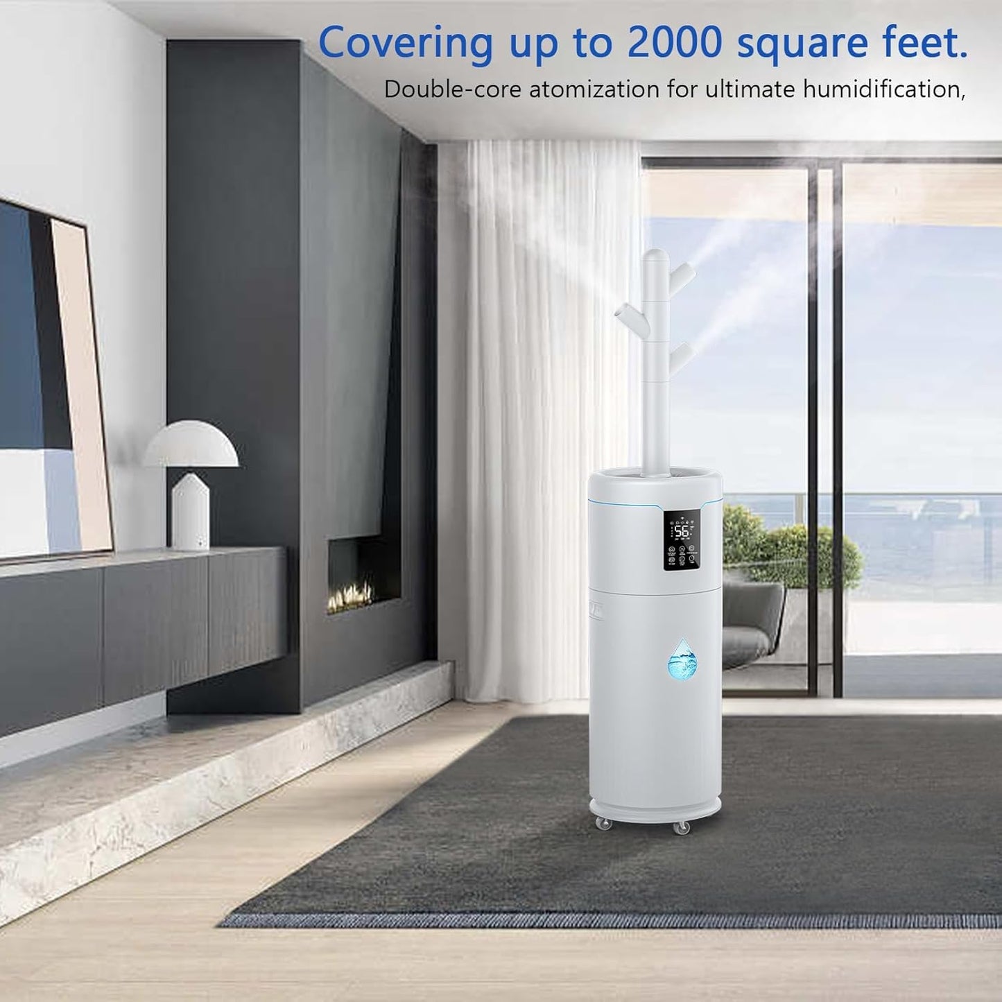 17L/4.5Gal Large Humidifiers for Bedroom 2000 sq ft, Quiet Humidifiers for Large Room, Floor Humidifier with 4 Mist Mode & Extension Tube for Home Whole House School Office Commercial Plants