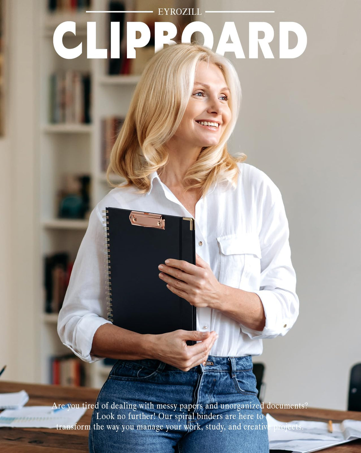 EYROZILL Clipboard with Storage, Clipboards for Letter Size, Clip Board with 5 Folders and 10 Pockets, Spiral Cute Clipboard for Office School Nursing, 8.5'' x 11'' (Black, Letter Size)