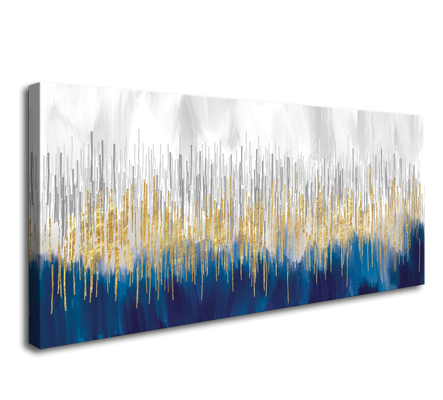 XXMWallArt FC3175 Abstract Wall Art Gold and Blue Canvas painting Artwork Painting Print for Living Room Bedroom Kitchen Home and Office Wall Decor