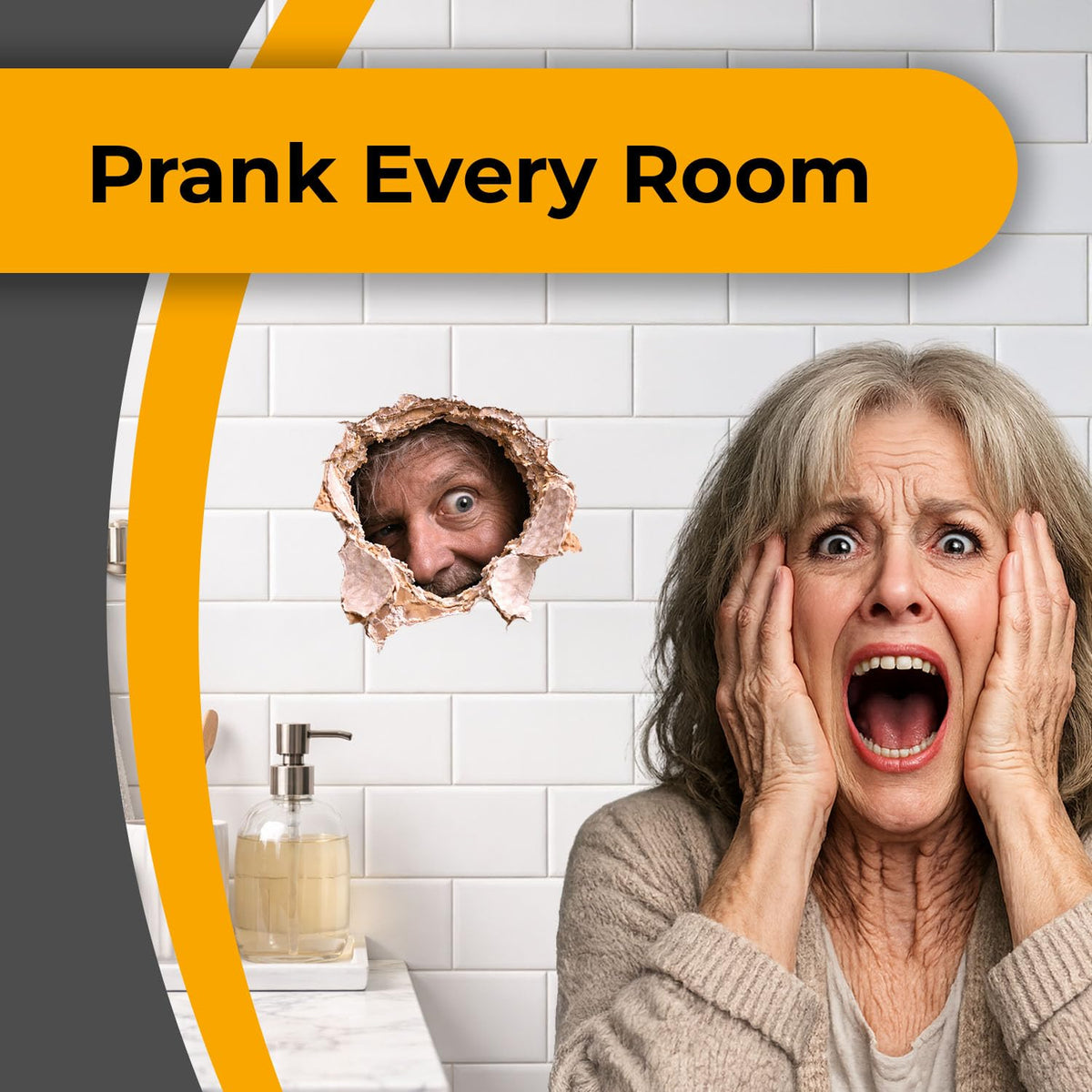 Creepy Hole-in-The-Wall Prank Stickers (5-Pack) – Reusable Peeking Face Wall Decals for Bathroom, Office & Dorm – Scary Fake Hole Gag Stickers for Pranks & Halloween Decor